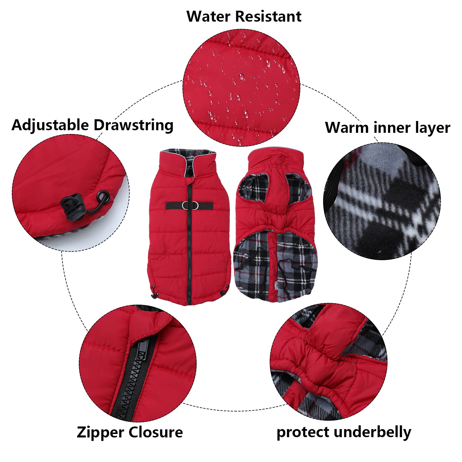 Geyecete Dog Winter Warm Coat Dog Winter Jacket Windproof Snowproof,Pet Outdoor Jacket Dog Jacket For Small Medium Large Dogs-Red-S