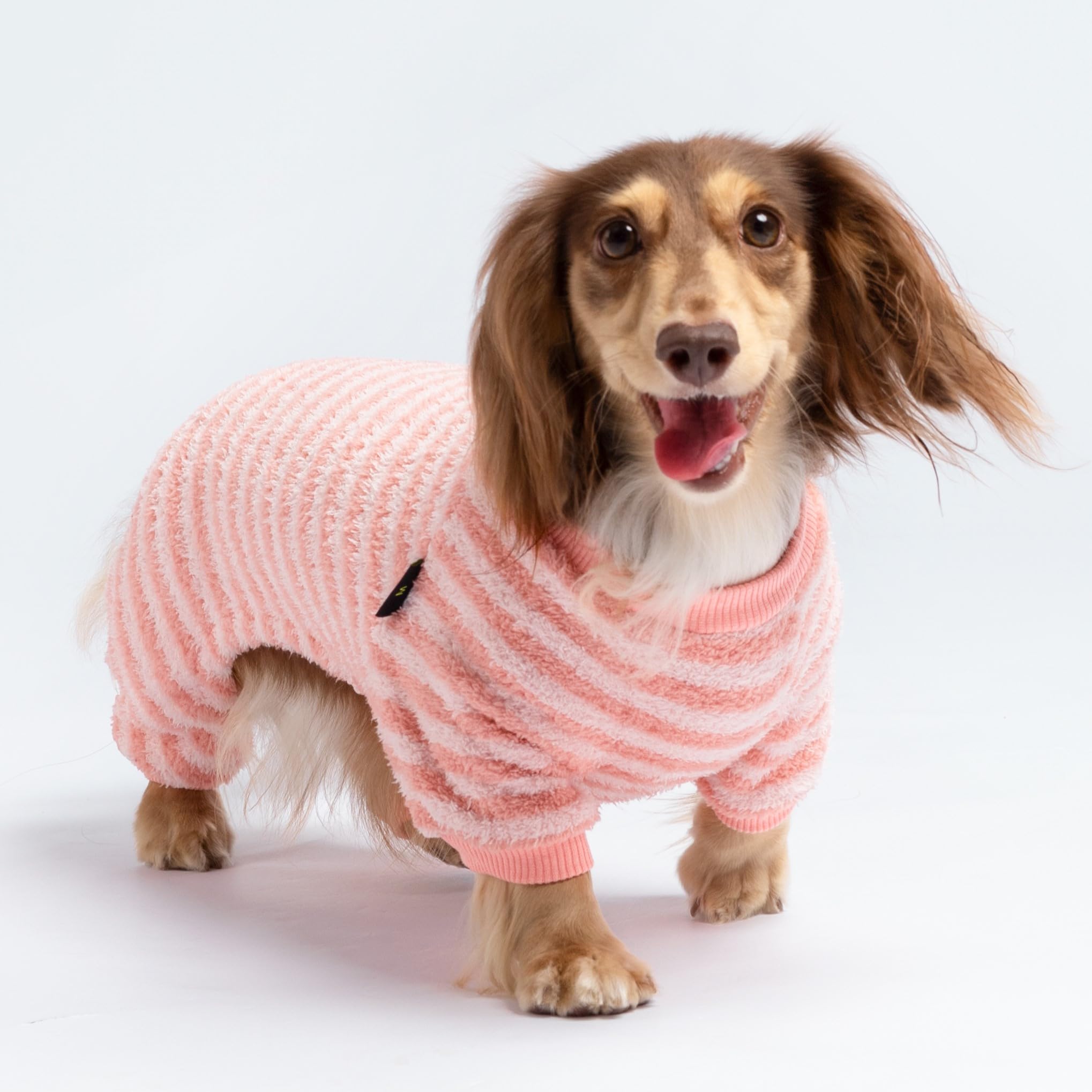 Fitwarm Fuzzy Fleece Stirped Dog Pajamas, Dog Winter Clothes For Small Dogs Girl, Cozy Dog Onesie, Pet Jumpsuit, Doggy Apparel,