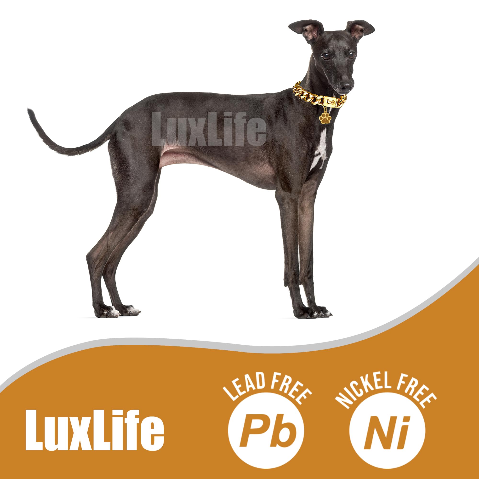 Luxlife Dog Chain Collar 15Mm 19Mm Thick Dog Collar With Quick Release Buckle 18K Gold Chain Collar For Small Medium Large Dogs(
