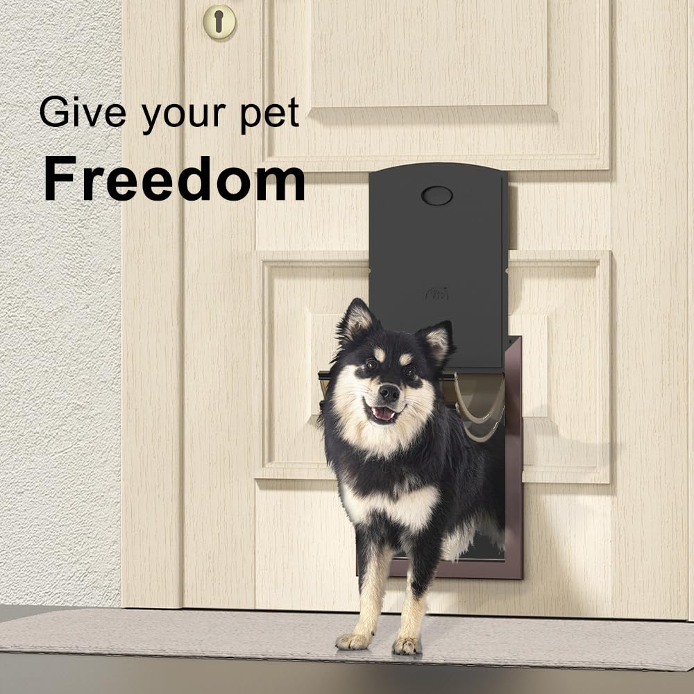 [Mavricpower] Aluminum Medium Dog Door With 2 Magnetic Flaps, Doggie Door For Interior And Exterior Door, Pet Door For Small Dog