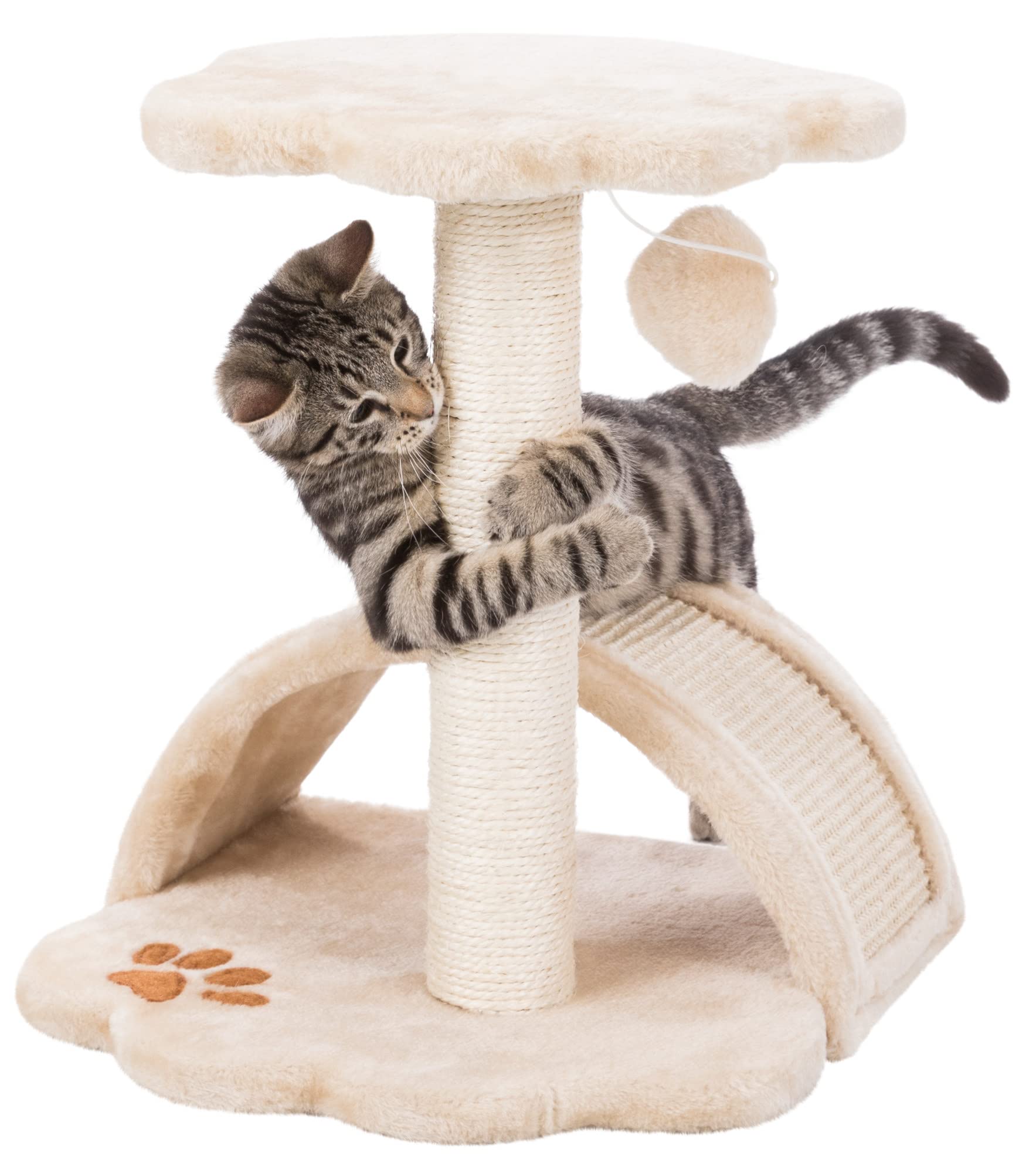 Trixie Vitoria 16.9-In Cat Tree For Kittens, Kitty Scratching Post, Sisal Covered Scratcher, Dangling Cat Toy, Beige