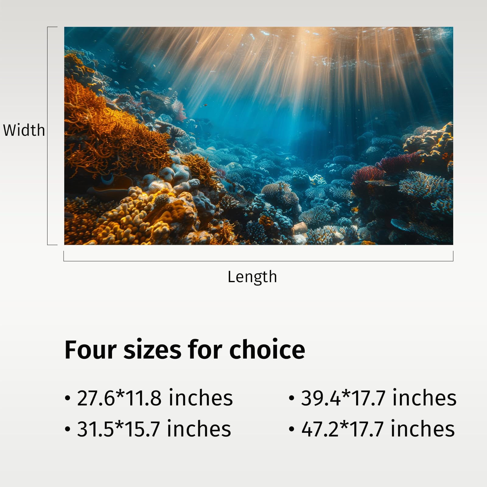 Avolander Aquarium Background, Ocean Fish Tank Background, Terrarium Background Vinyl 40 x 18 inches