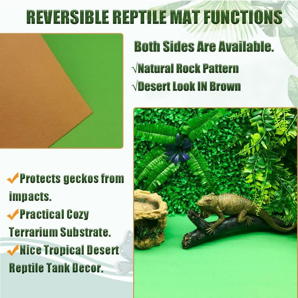 Tfwadmx 4 Pcs Reversible Reptile Carpet 11.8'' X 19.7'' Terrarium Bedding Substrate Liner Reptile Mat Cage Supplies Bearded Drag