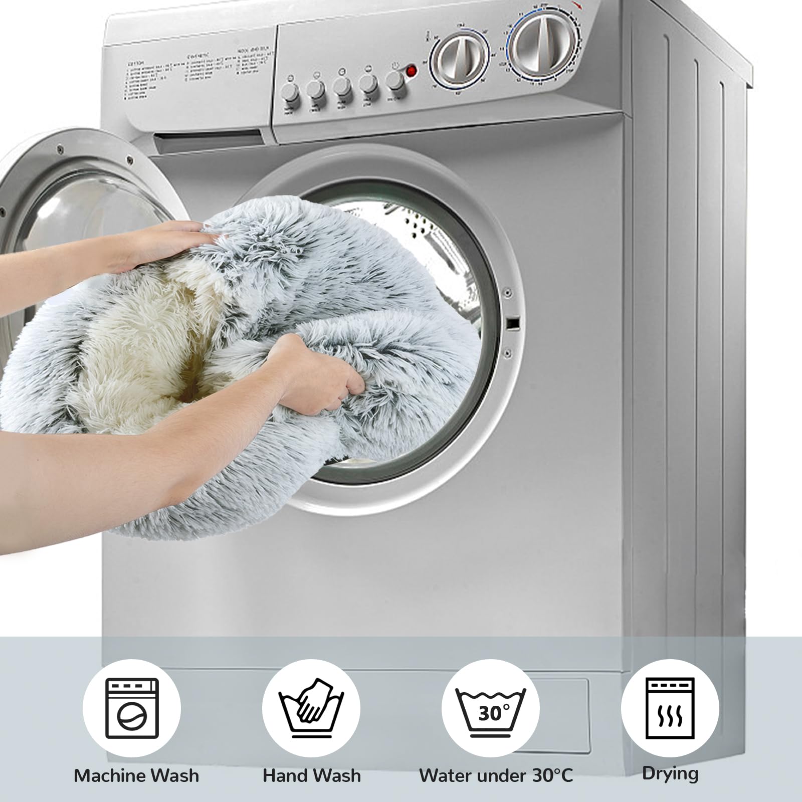 Arquiel Round Plush Hooded Cat Bed, Fluffy Cozy Anti-Anxiety Dog Cave Beds For Puppy And Kitten, Gifts For Pet Lovers(20  20 Inc