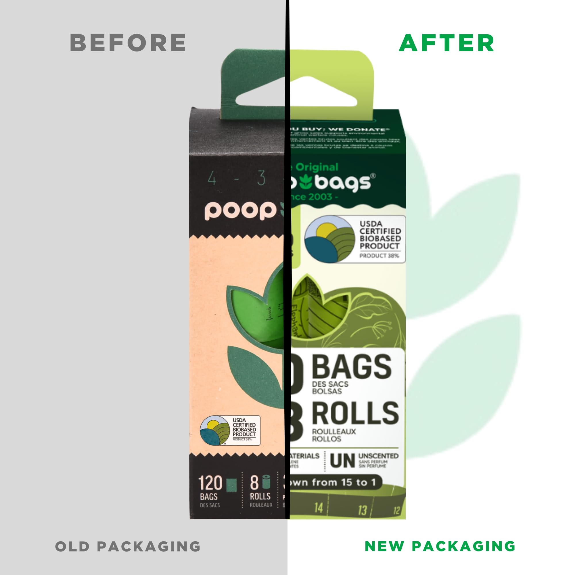 The Original Poop Bags Dog Poop Bags Rolls - 38% Plant-Based, Usda Certified, Unscented, Leak-Proof & Durable Waste Bags For Dog
