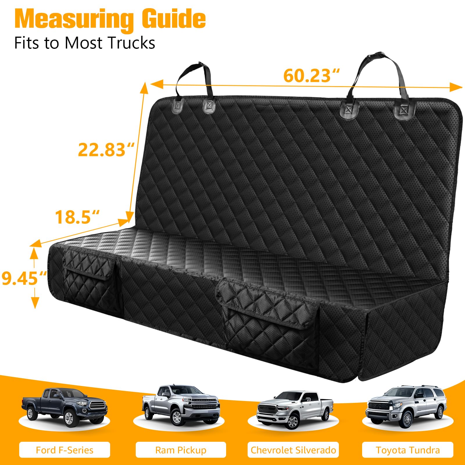 Peticon Dog Car Seat Covers For Ford F150/Ram1500/Nissan Frontier/Toyota Tacoma/Gmc Canyon/Silverado, Waterproof Pet Back Seat C