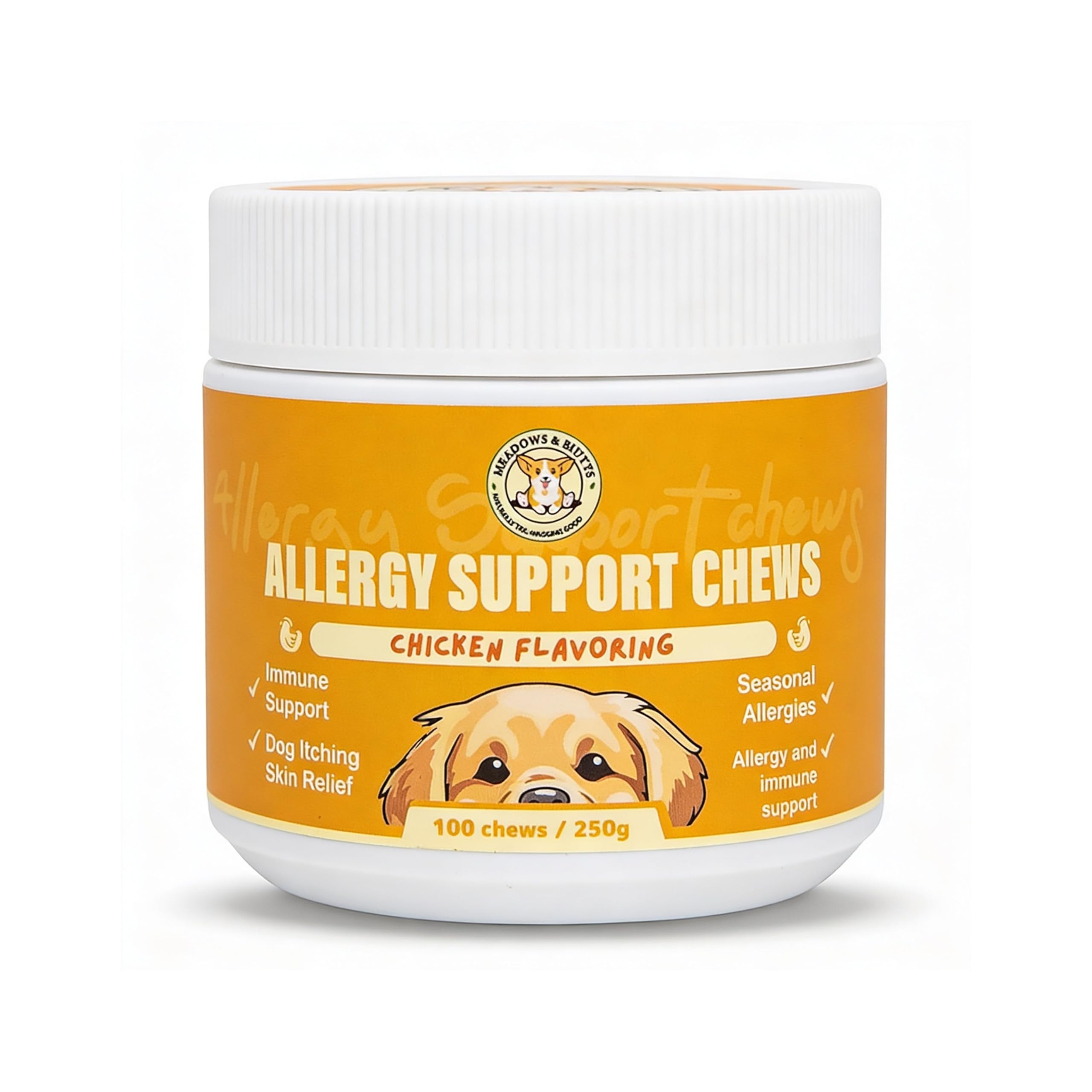 Meadows & Mutts Dog Allergy Relief Chews - Immune Support Dogs Probiotics Soft Chews - Anti Itch & Seasonal Allergy Relief - Pro