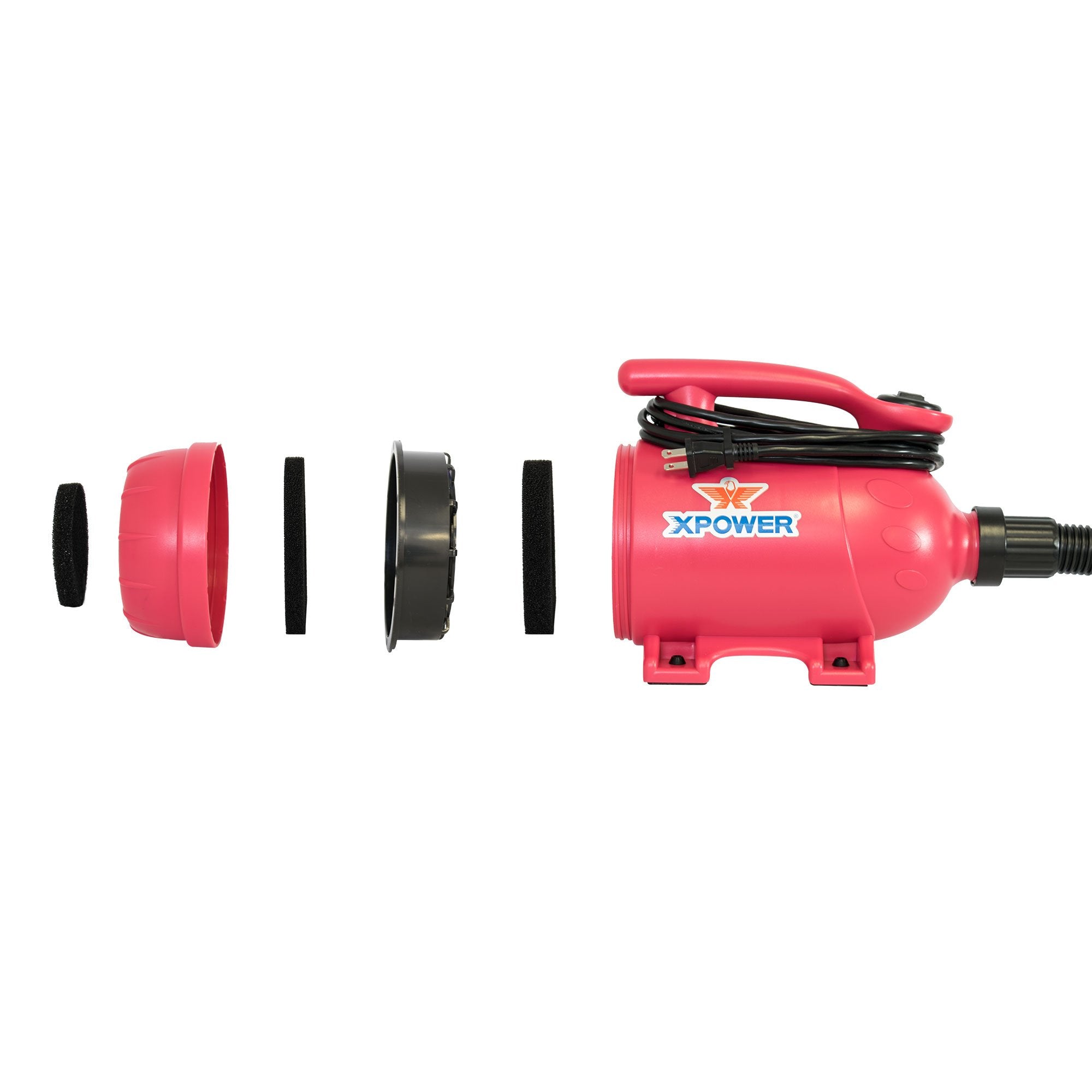 XPOWER B-2 2 HP Pro-at-Home 2-in-1 Pet Force Dryer & Vacuum, Pink, 13 x 9 x 6