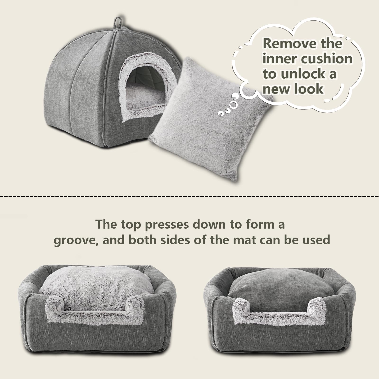 Cat Beds Cave-Cat Beds for Indoor Cats,Kittens and Small Pets,Soft and Warm Cat Tent Bed,Cat House,Cat Teepee,Foldable and Washa