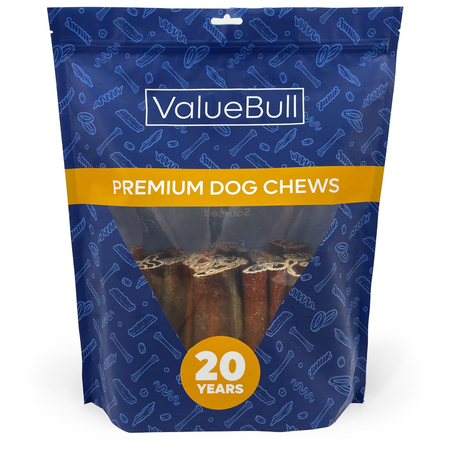 ValueBull Collagen Sticks for Dogs, 6 Inch Super Jumbo Chews, Natural Long-Lasting Dog Treats, 25 Count - Supports Joints, Skin 