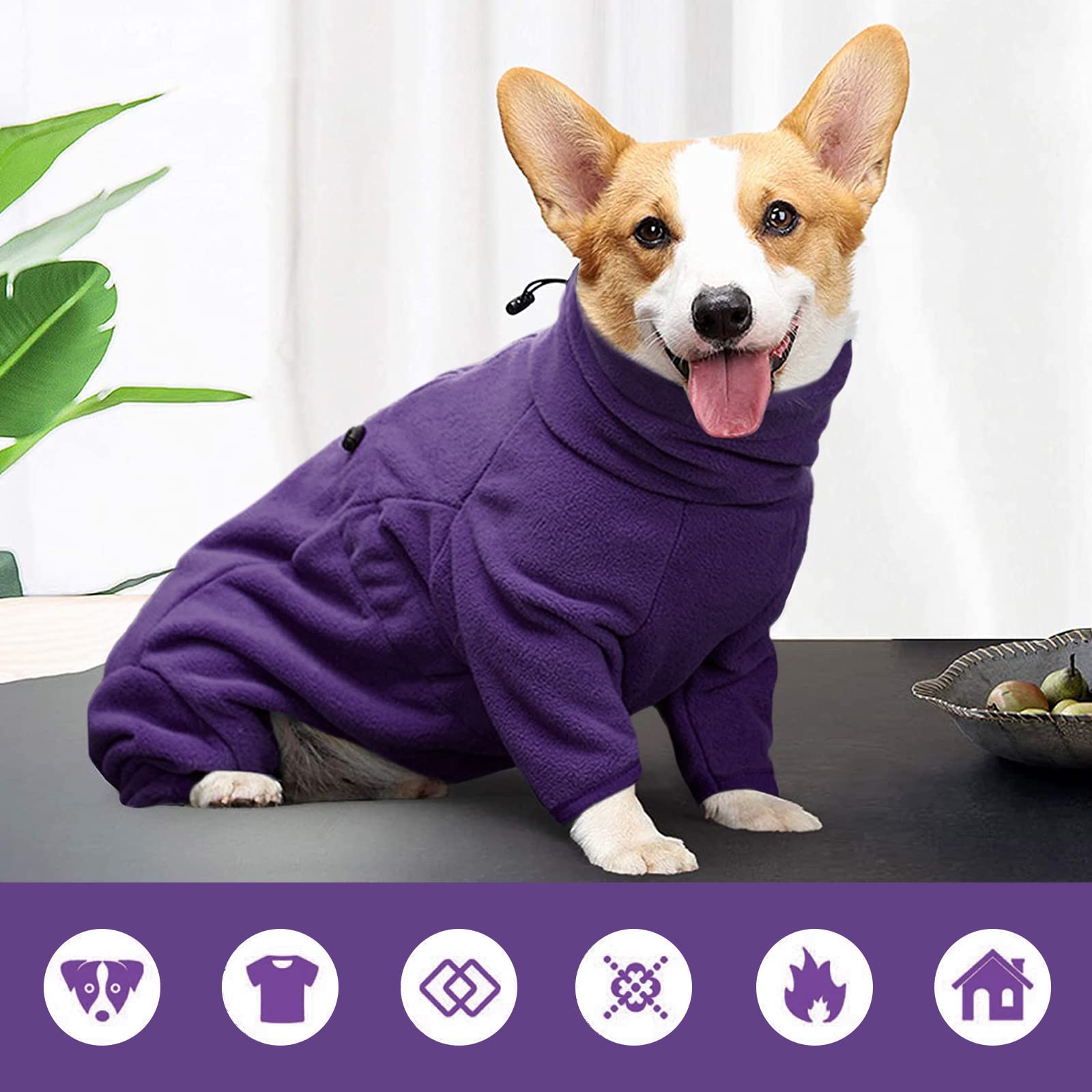 Rozkitch Dog Winter Coat Fleece Pajamas For Small Medium Large Dog, Soft Pullover Cold Weather Dog Jacket Jumpsuit Apparel Outfi