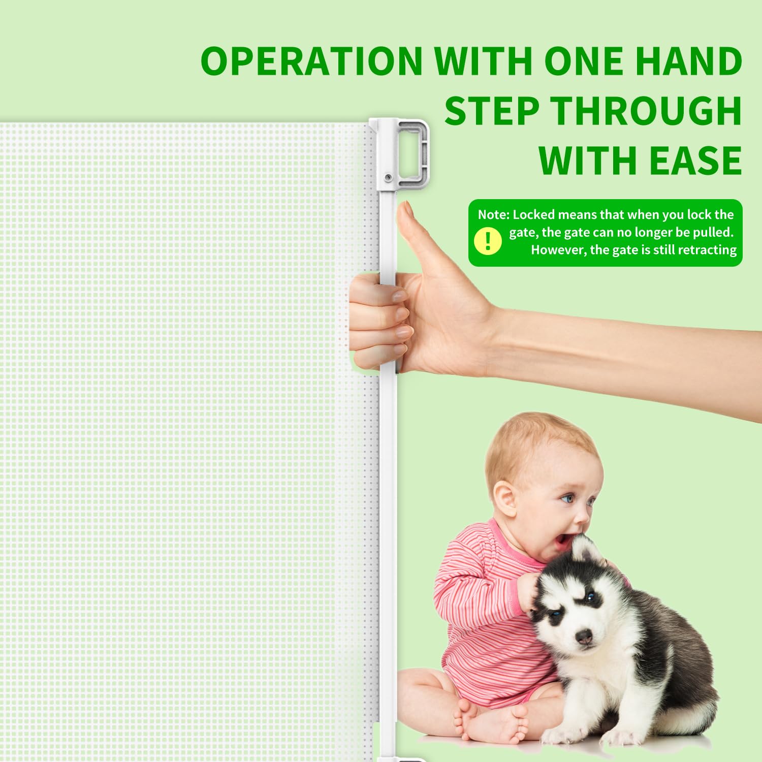 Upgraded Retractable Baby Gate for Stairs, 34''Tall Expands 55''Wide Ideal Safety Solution Dog Gate for Stairs Doorways Hallways