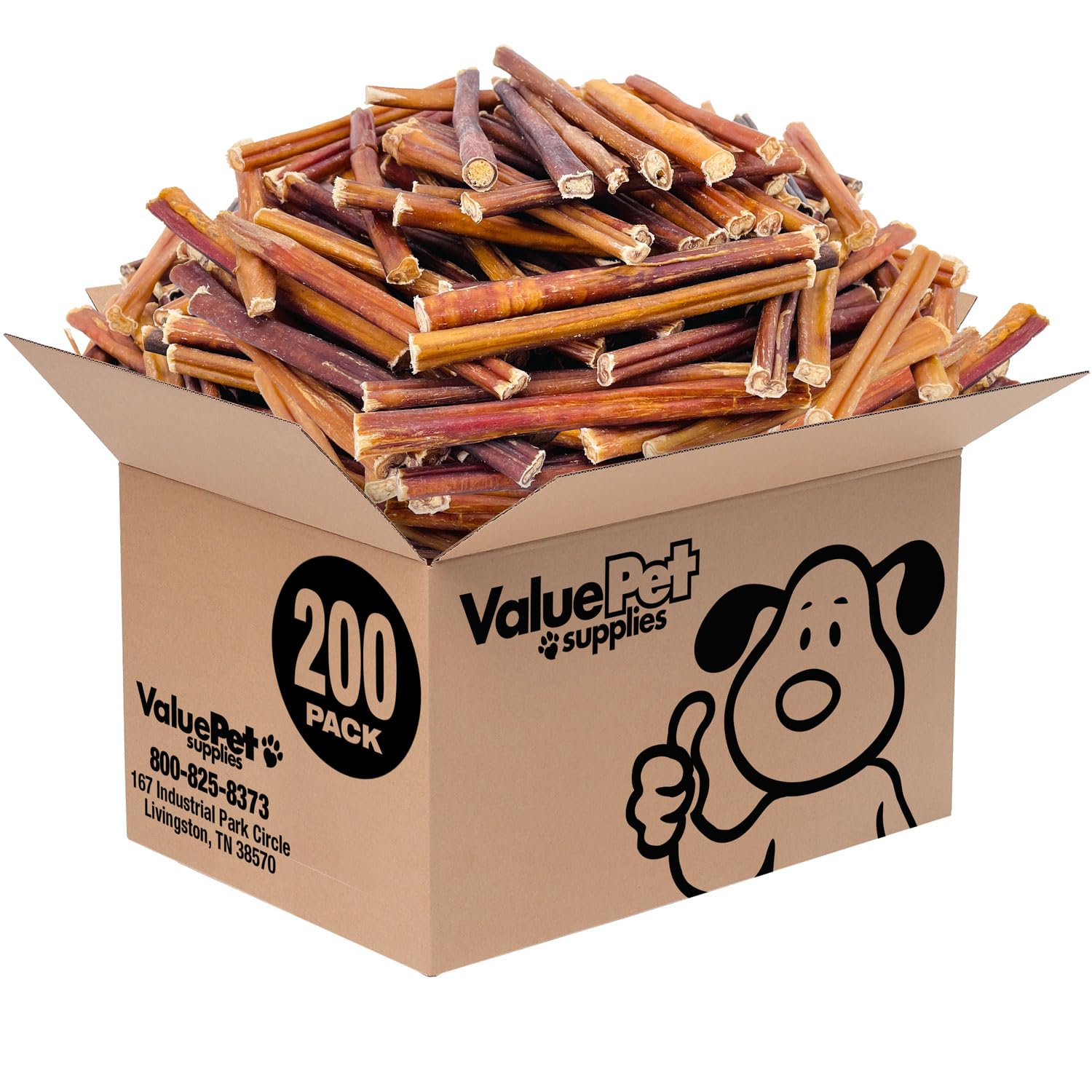 ValueBull Bully Sticks for Small Dogs, Thin 6 Inch, 200 Count Bulk Pack - All Natural Dog Treats, 100% Beef Pizzles, Single Ingr