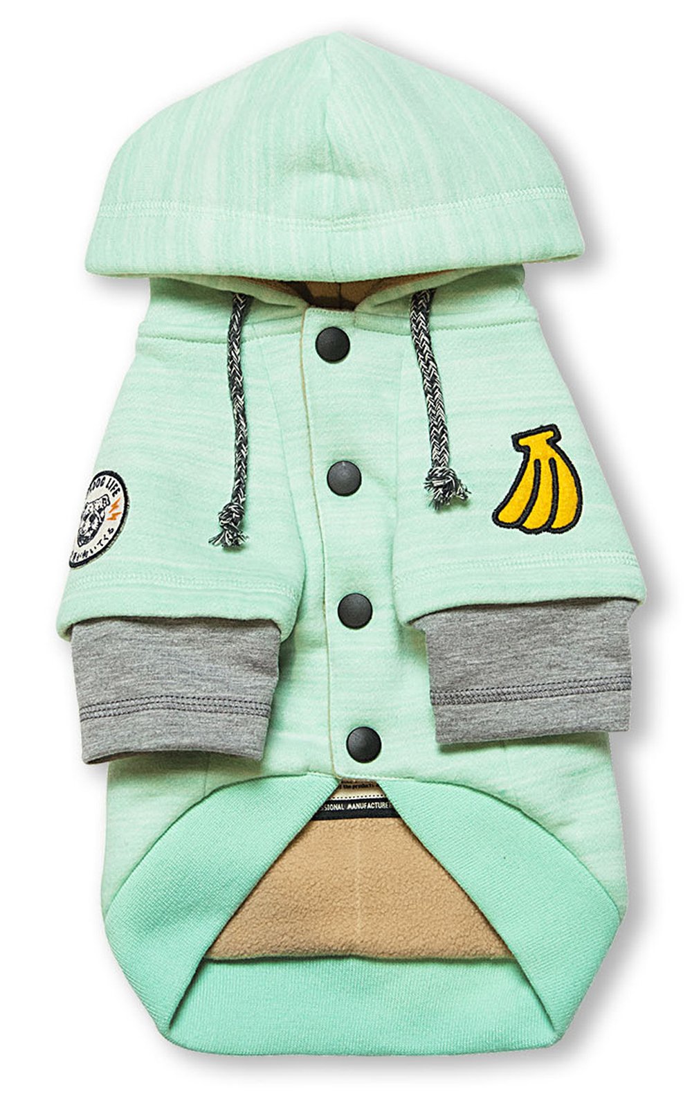 Touchdog 'Hampton Beach' Designer Fashion Ultra-Plush Sand Blasted Pet Dog Hooded Sweater Hoodie, Large, Green