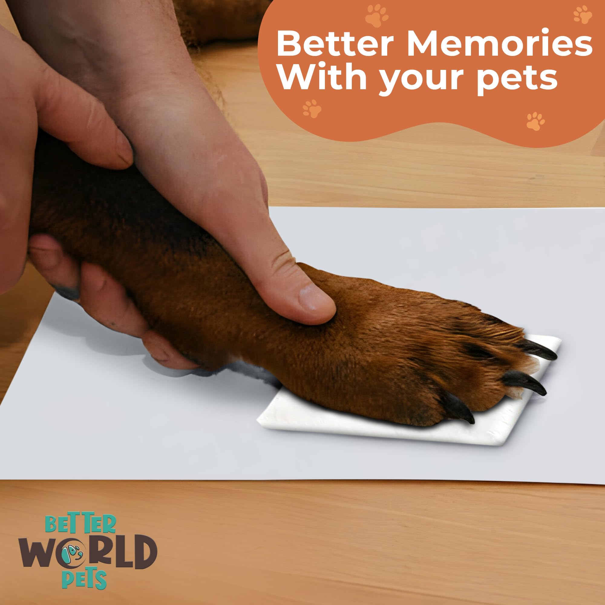 Better World Pets Paw Print + Photo Keepsake Frame Holds 4 X 6 Inch Or 5 X 7 Picture – Memorial Clay Imprint Kit – For Dogs And Cats – Perfect For Pet Lovers – Hinged For Desktop, Grey