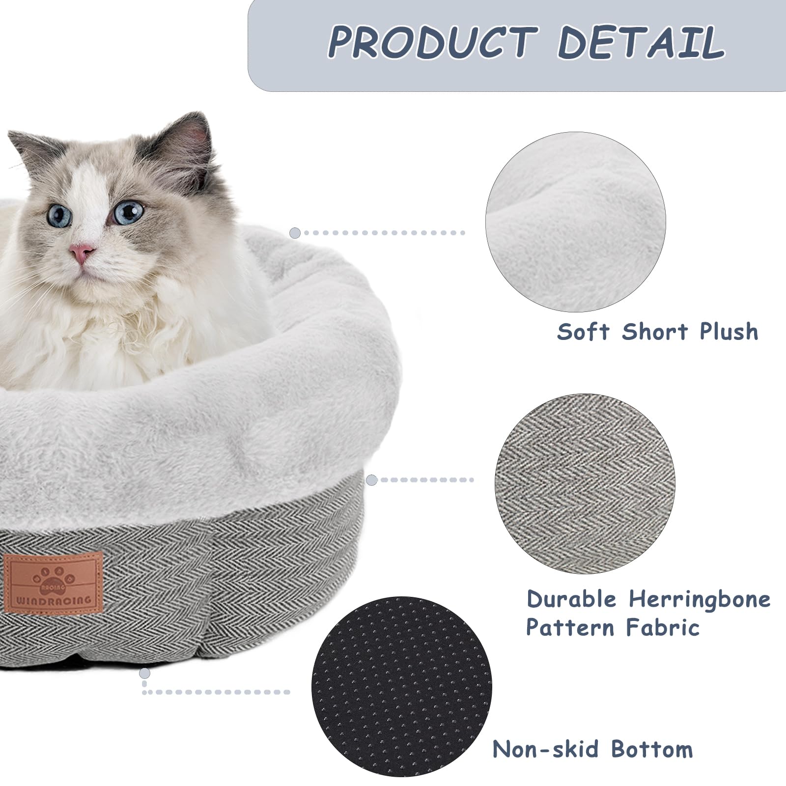 Dog Bed For Small Dogs Breeds, Soft Kennel Bed, Comfy Durable Pet Sleeping Bed,Deluxe Plush Dog Crate Beds, Washable Roun Dog Be