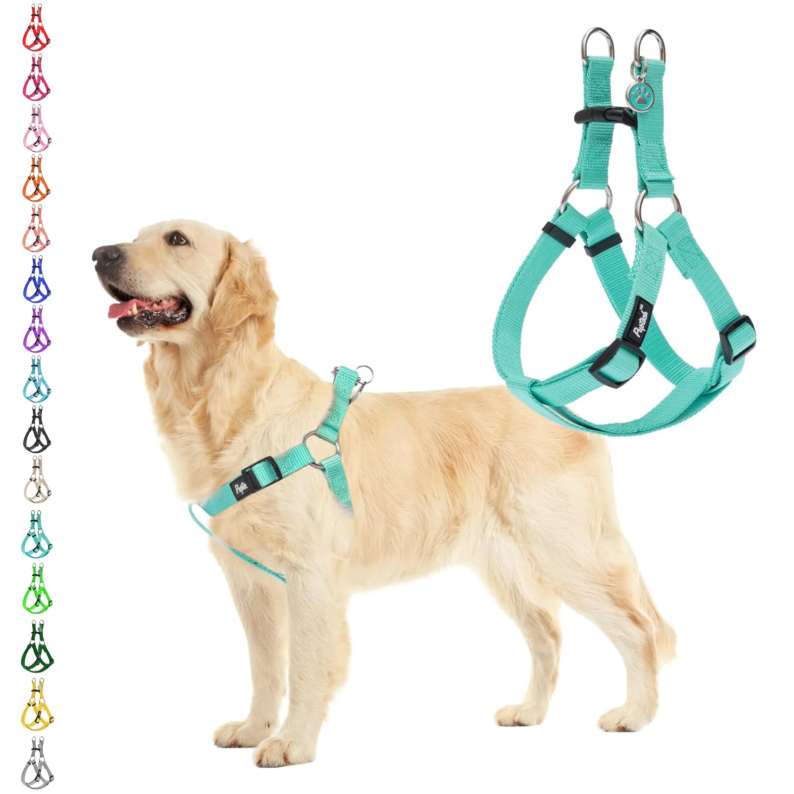 Pupteck No Pull Dog Harness Soft Adjustable Basic Nylon Step In Puppy Halter Outdoor Walking With Id Tag Medium