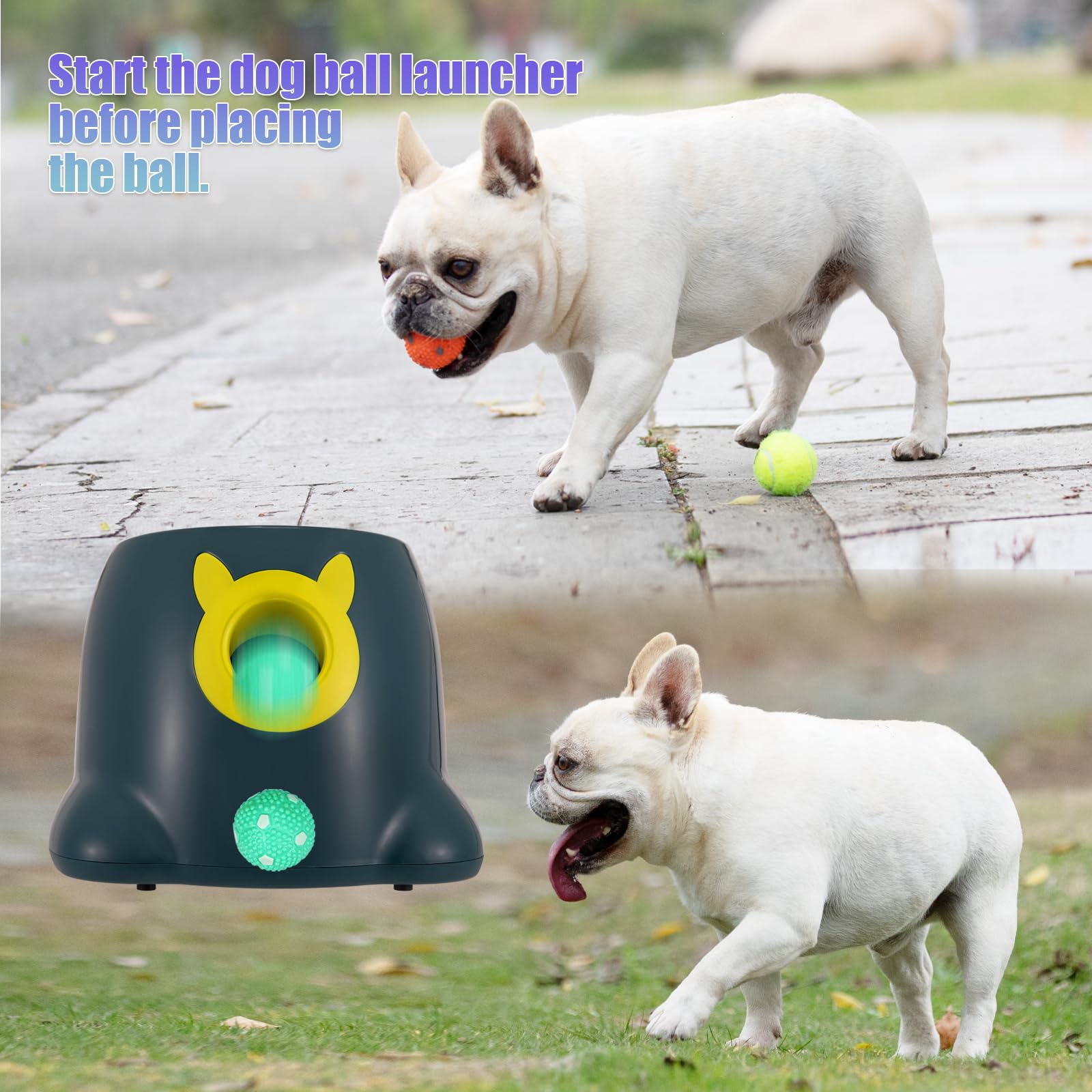 Wigglytail Automatic Ball Launcher For Dogs, Dog Fetch Ball Thrower Launcher, 3 Adjustable Distances, Interactive Pet Self Playi