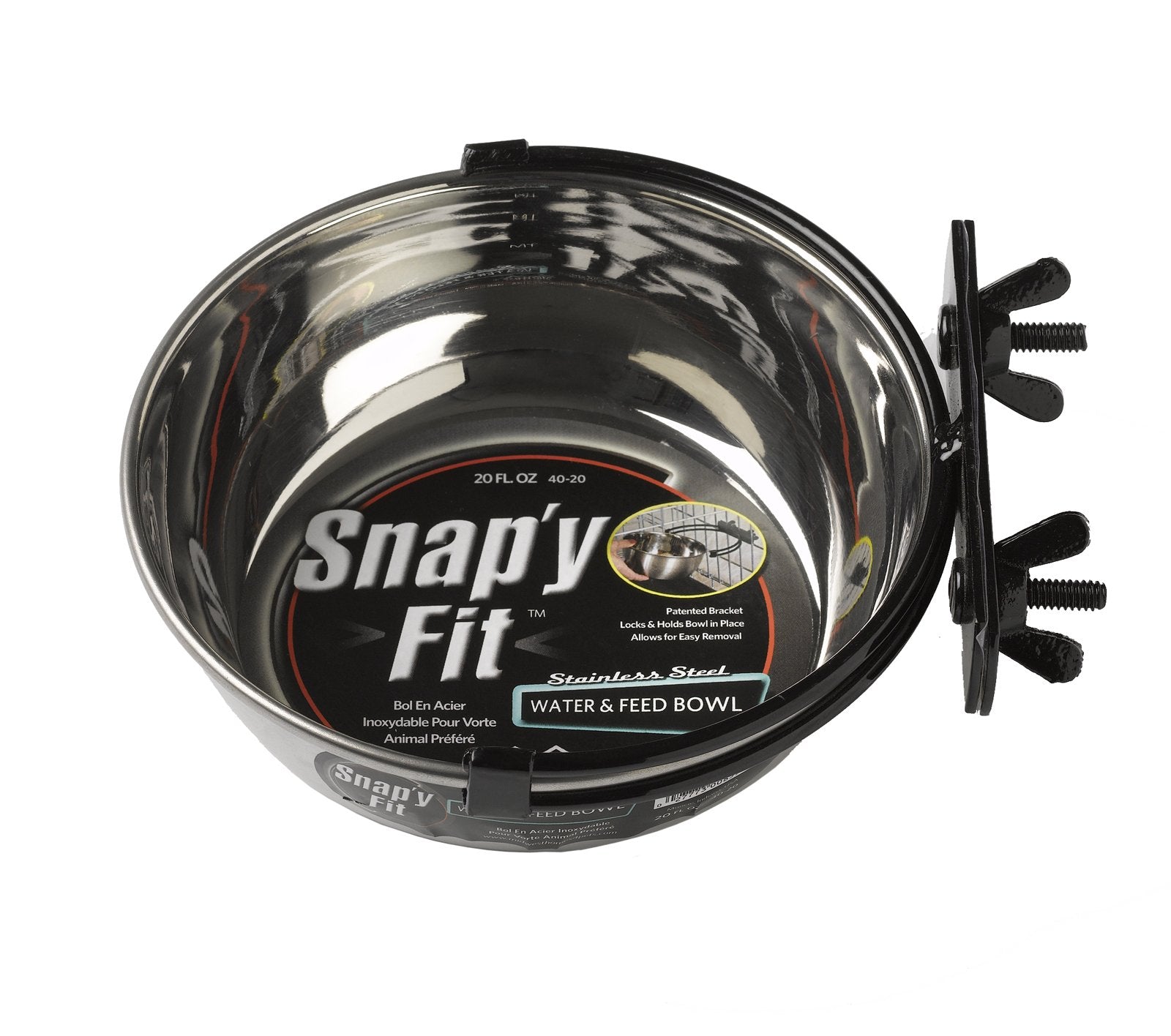 MidWest Homes for Pets Snapy Fit Food Bowl | Pet Bowl, 20 oz. (2.5 cups) | Dog Bowl Easily Affixes to a Metal Dog Crate, Cat Ca