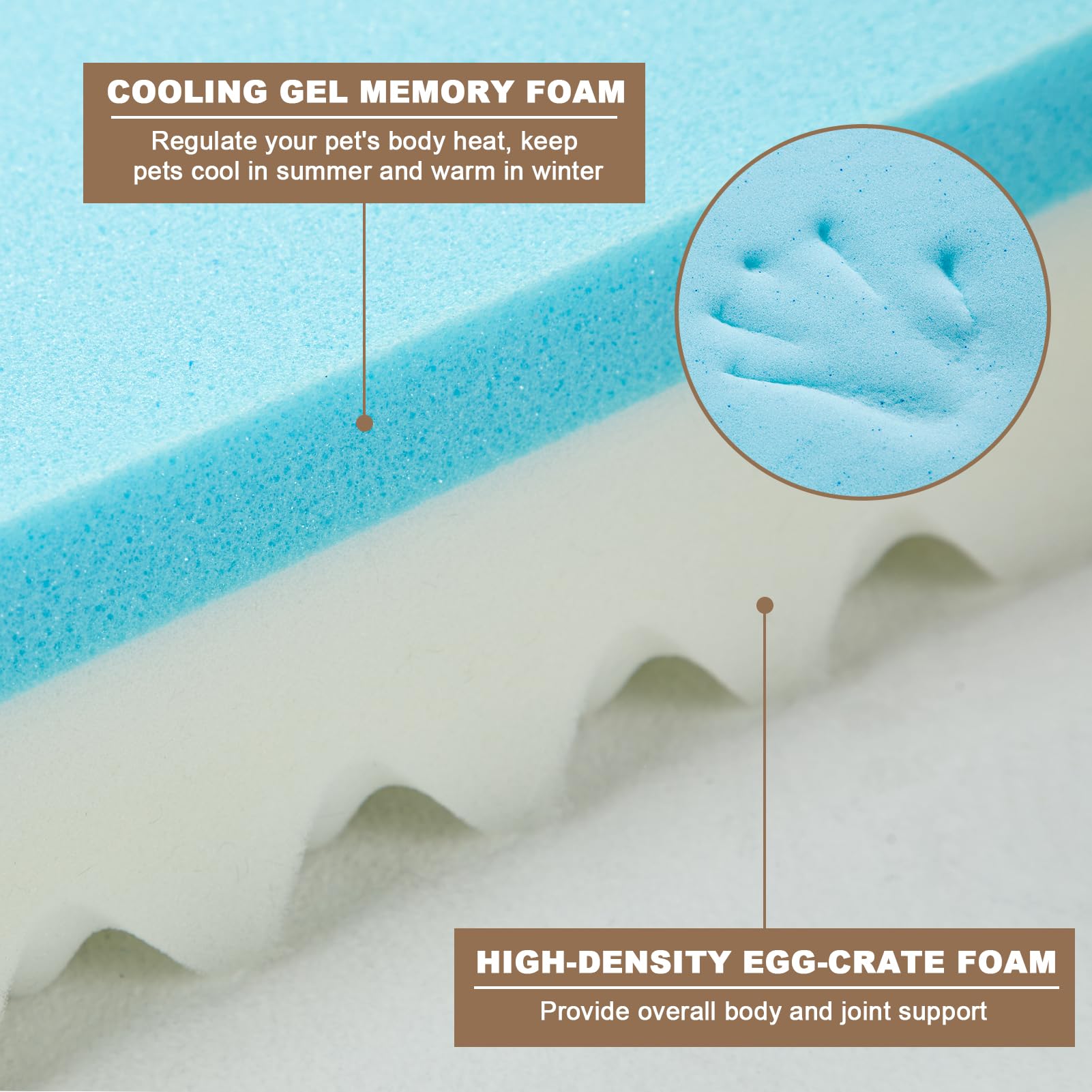 Yiruka Xl Orthopedic Gel Cooling Memory Foam Dog Bed - Washable With Removable Cover, Waterproof Non-Slip Bottom, Big Couch For