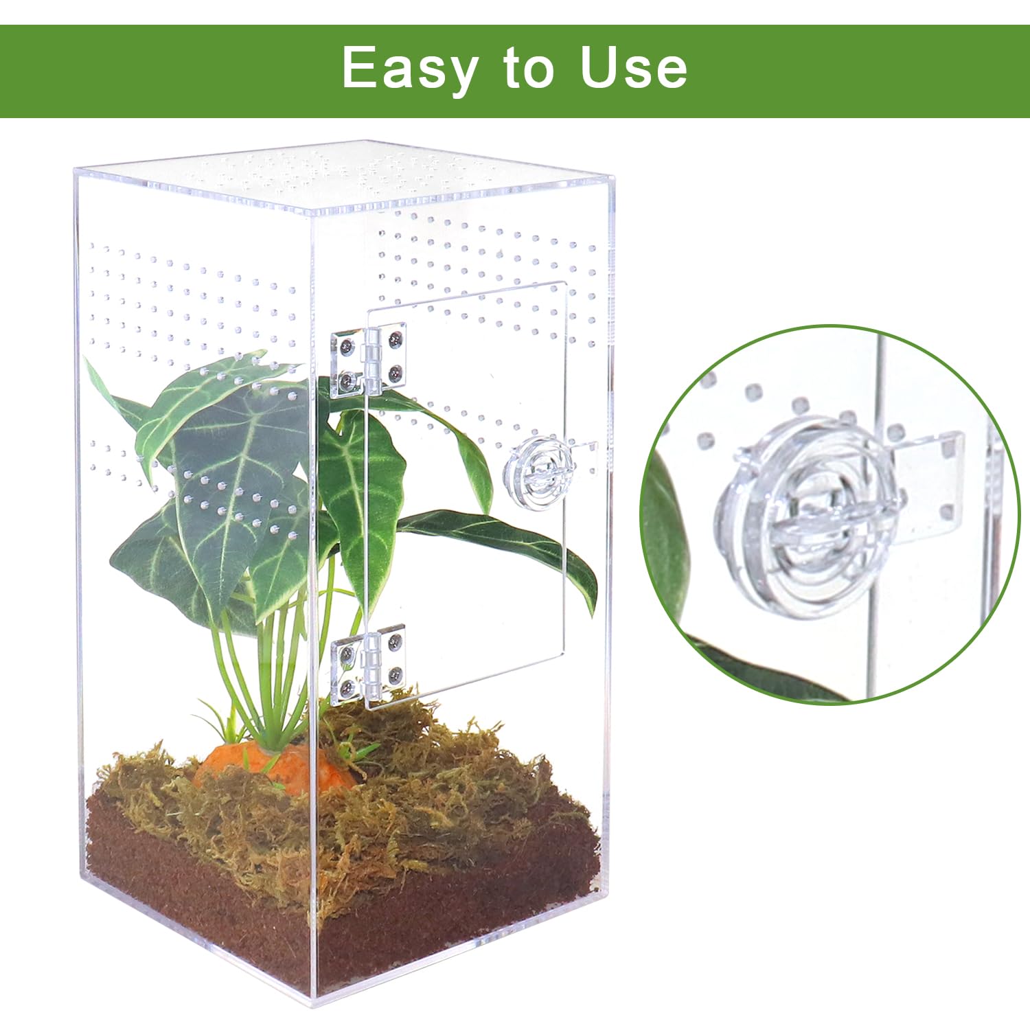 Naneezoo Jumping Spider Enclosure With Front Opening Door, 6''X6''X12'' Reptile Breeding Box Micro Habitat Terrarium For Small T