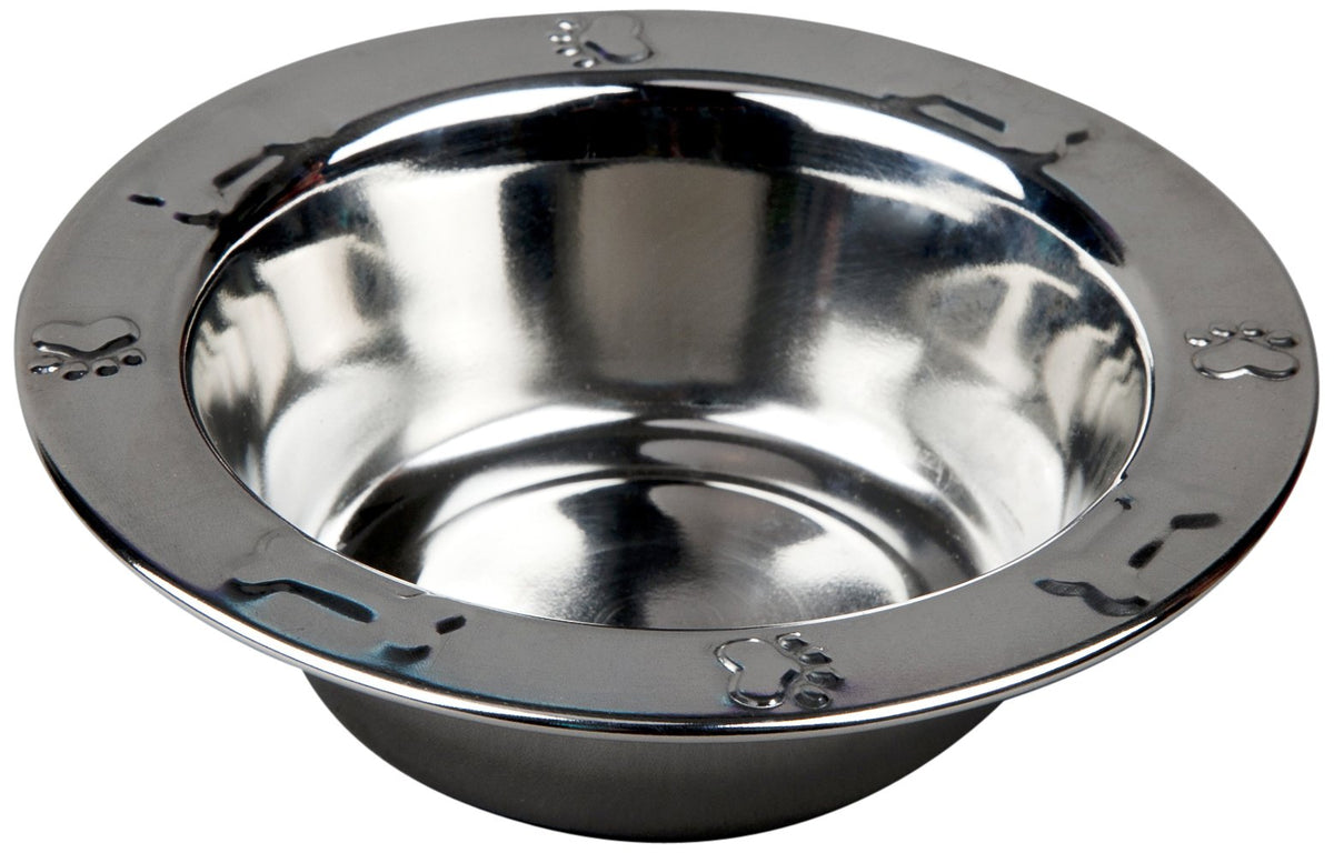 Advance Pet Products Stainless Steel Embossed Rim Feeding Bowl, 1-Pint