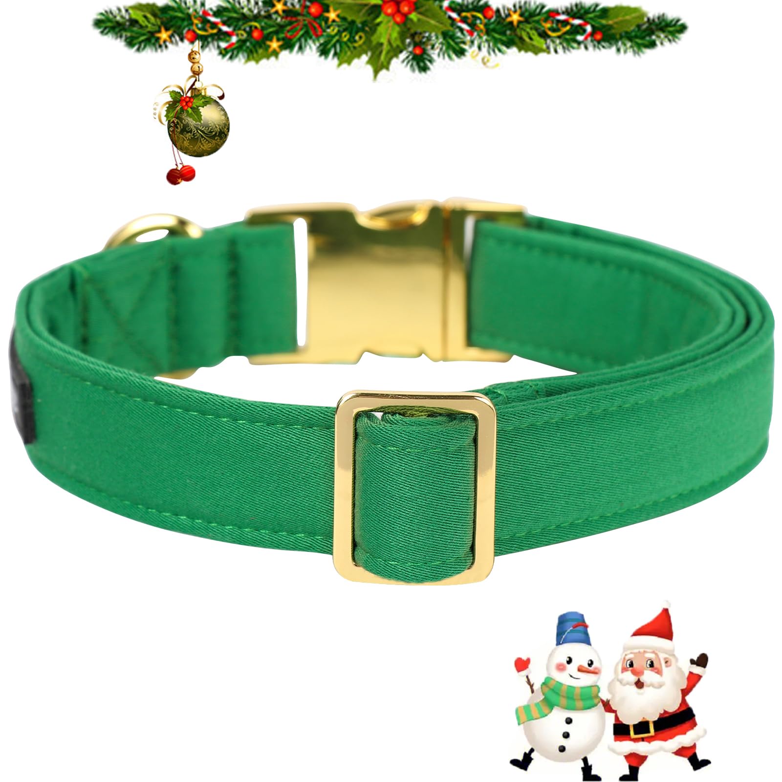 Maca Bates Christmas Collars For Dogs Cotton Soft Green Dog Collar With Metal Buckle Winter Dog Collar Adjustable For Small Medi
