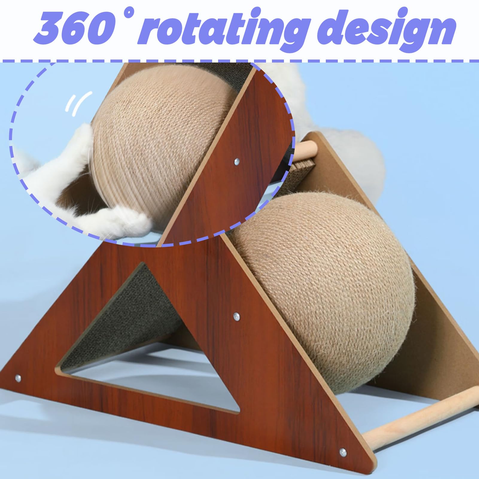 Niwaes Rabbit Scratching Pad Cardboard, Natural Sisal Bunny Scratch Ball 2-In-1 Rabbits Enrichment Toys Pet Scratcher Interactiv