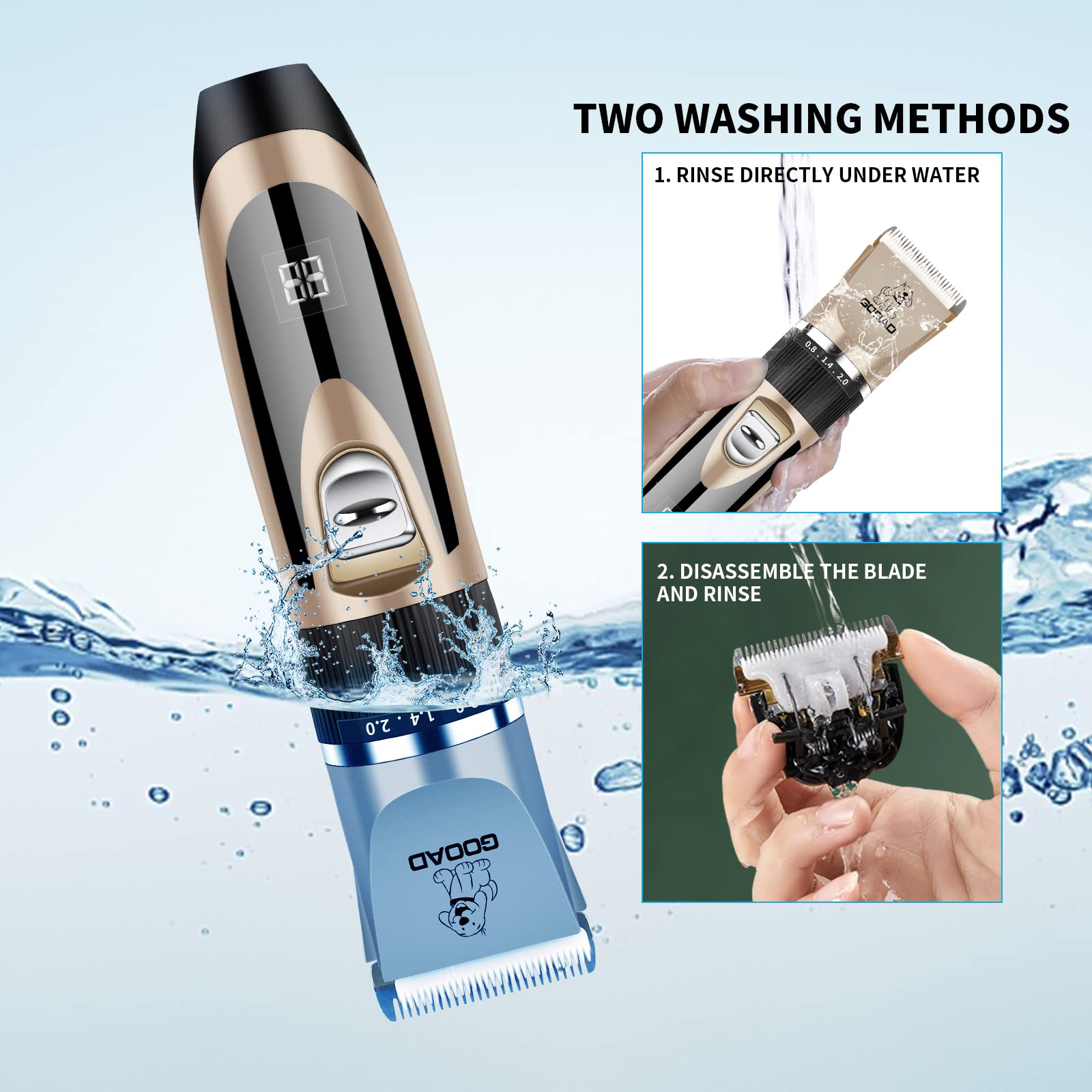 Dog Clippers, Cordless Dog Grooming Clippers For Thick Coats, Professional Dog Grooming Kit, Dog Hair Trimmer, Low Noise Dog Sha