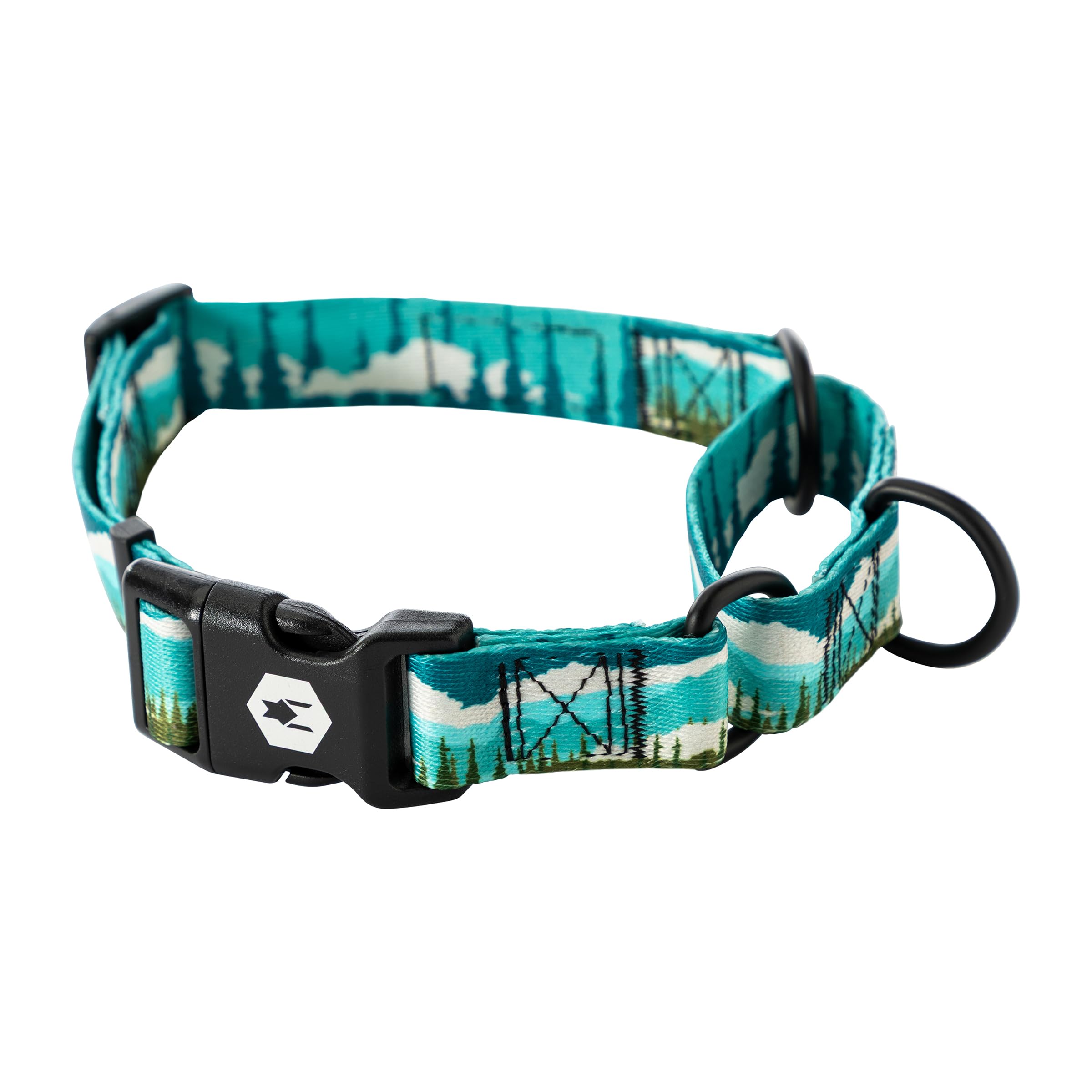 Wolfgang Heavy Duty Martingale Dog Collar With Quick Release Nylon Buckle For Walking & Training, Greatescape Print, Small