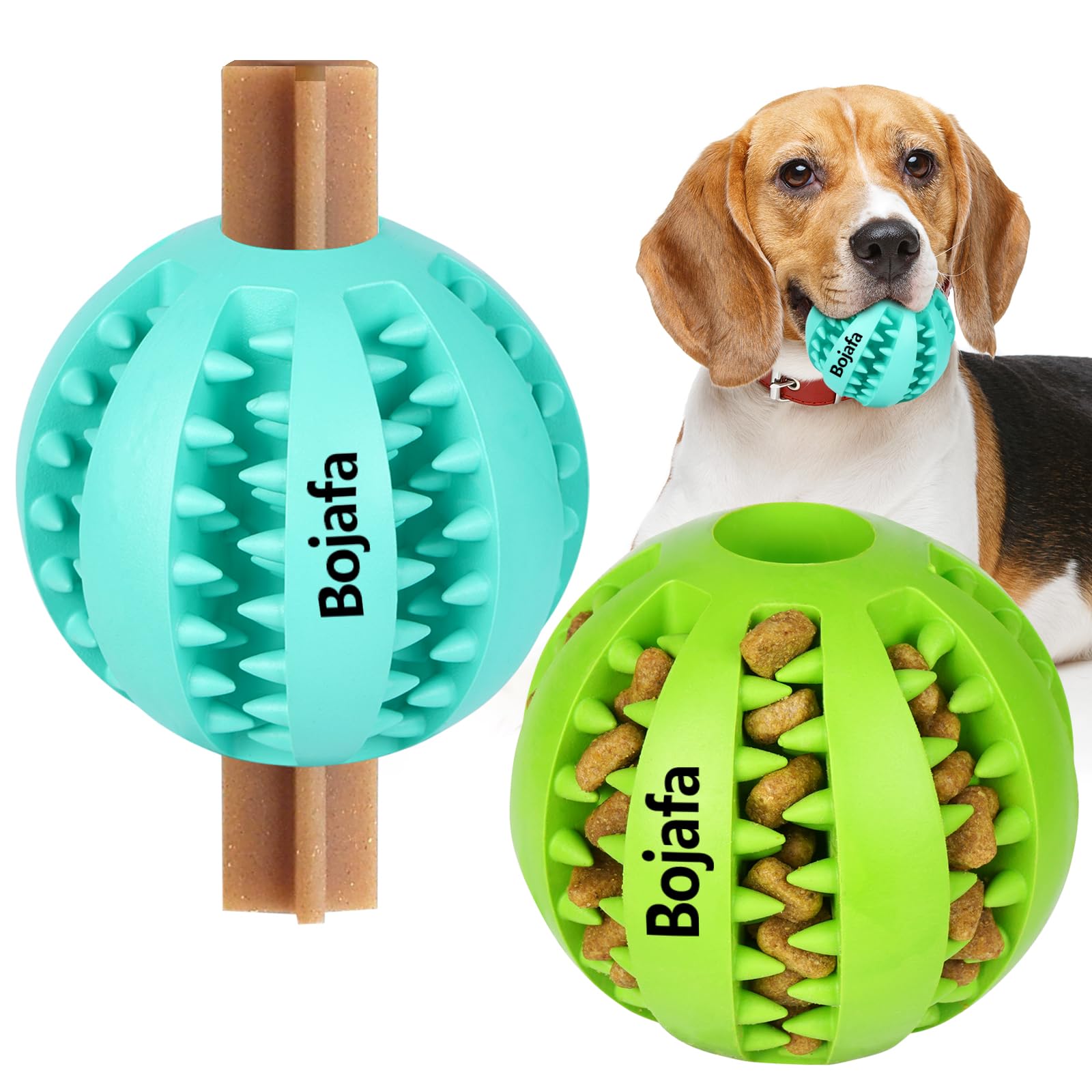 Bojafa Treat-Dispensing Dog Toys: Durable Rubber Puppy Toys For Boredom - Dog Treat Balls For Small & Medium Breed Home Use (2Pa