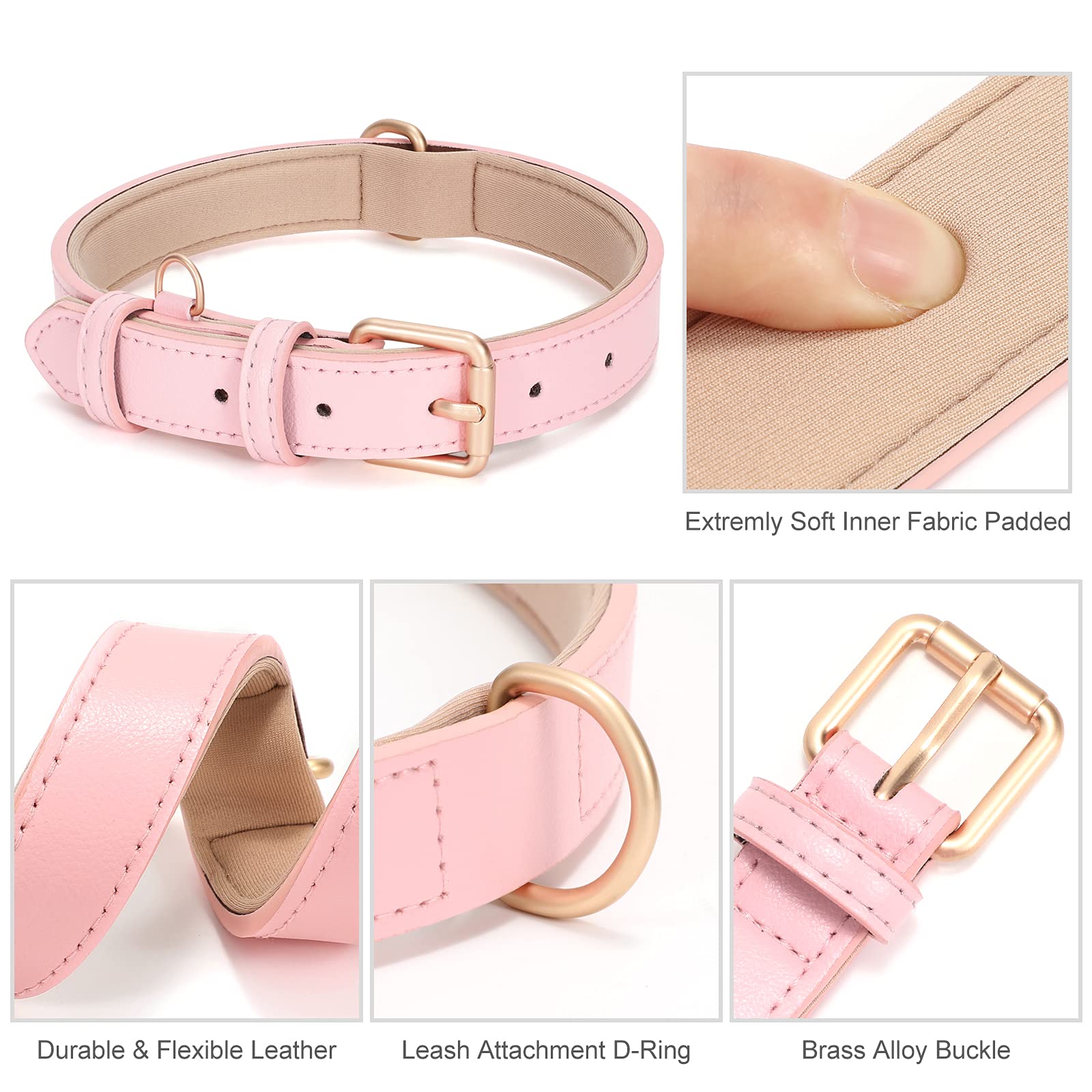 Whippy Airtag Leather Dog Collar Gps Tracker Air Tag Puppy Collar Adjustable Soft Leather Padded Dog Collar With Airtag Holder C