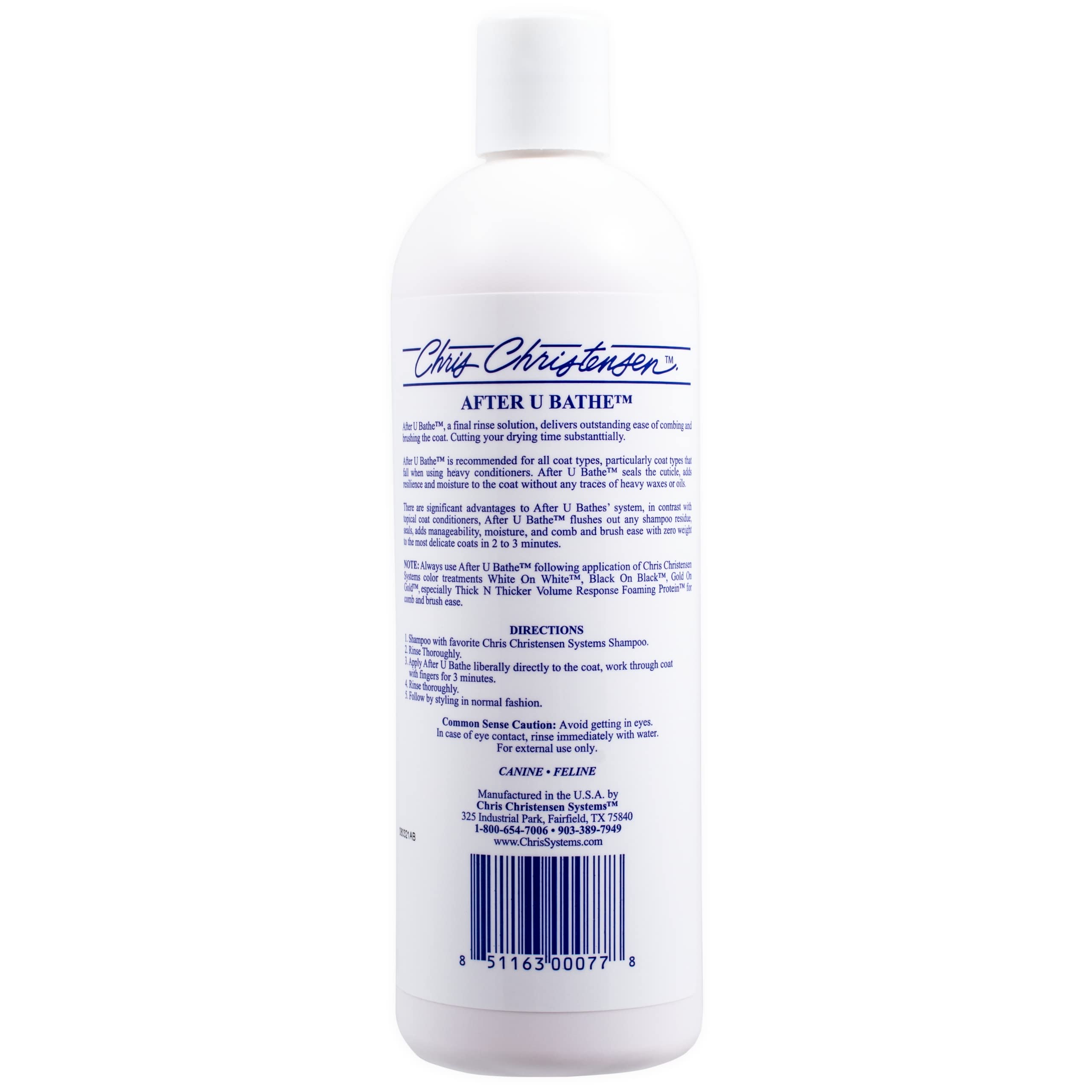 Chris Christensen After U Bathe Final Rinse Solution, Groom Like A Professional, Adds Moisture And Resilience, No Waxes/Oils, Made In The Usa, 16 Oz