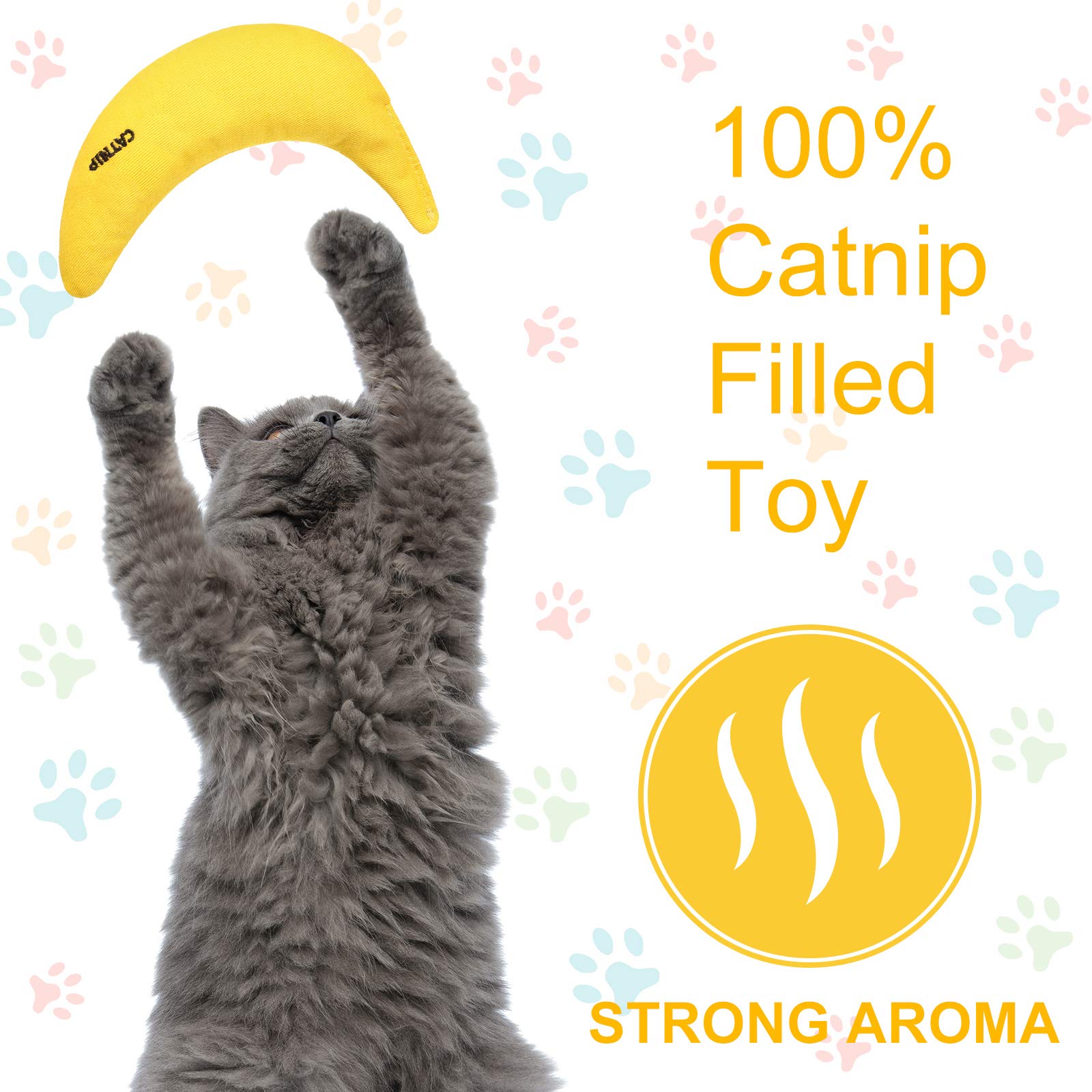 Sotiff 4 Pieces Catnip Toys Yellow Banana Cat Chew Catnip Toys Kitten Interactive Toy Reliable Catnip Filled Cat Toys For Indoor