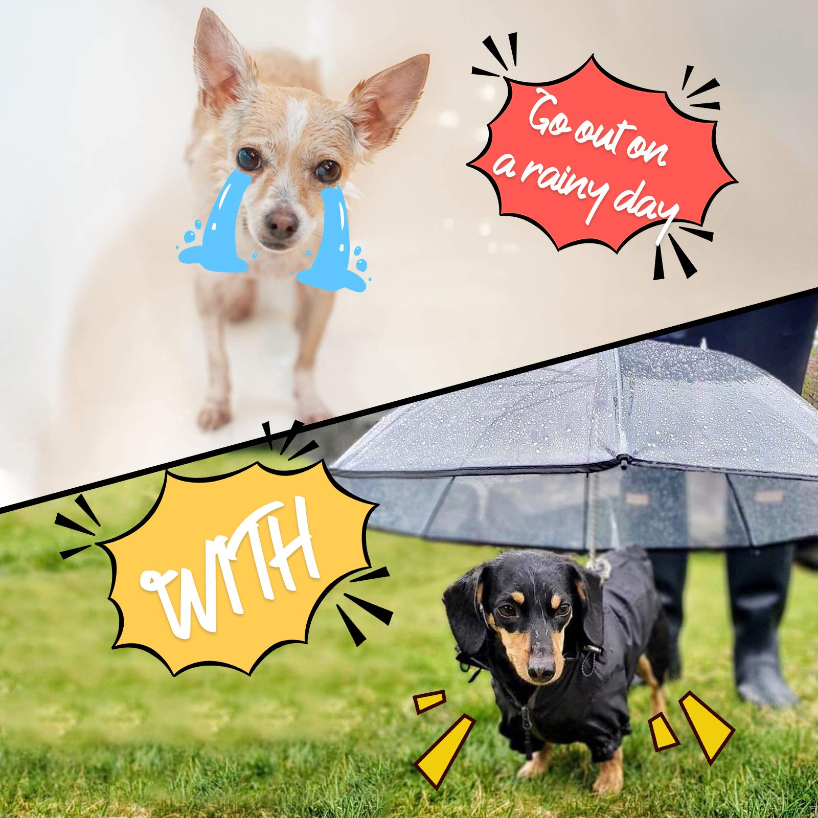 Namsan Clear Dog Umbrella For Small Dogs, Doggie Umbrella Leash Keeps Dogs Dry In Rain Walking, Small Doggy Rain Umbrella With M