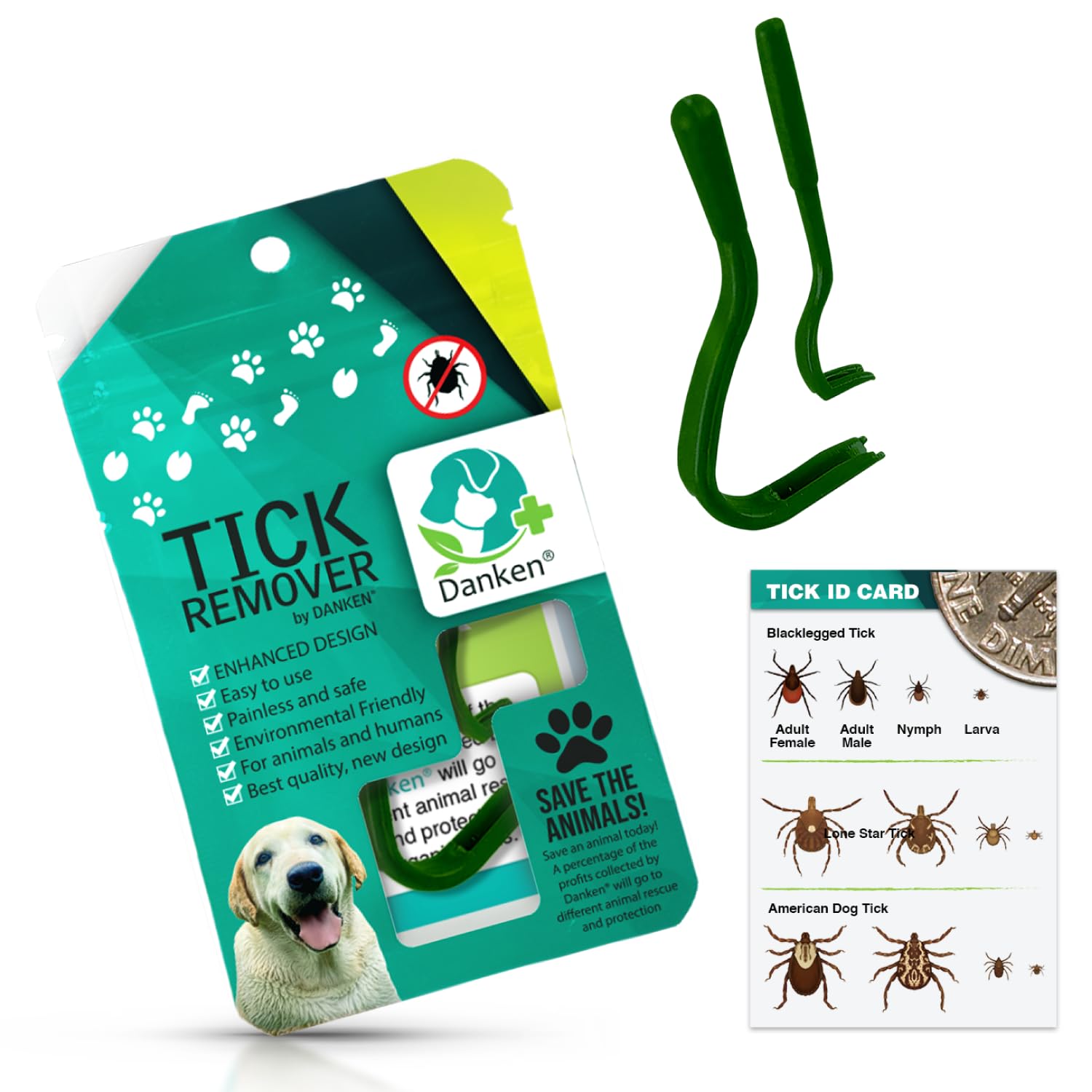 Danken Tick Remover Tool For Dogs, Cats, Horses, And Humans | Enhanced Design | Tick Grabber | Tick Puller | Tick Tweezer | Safe