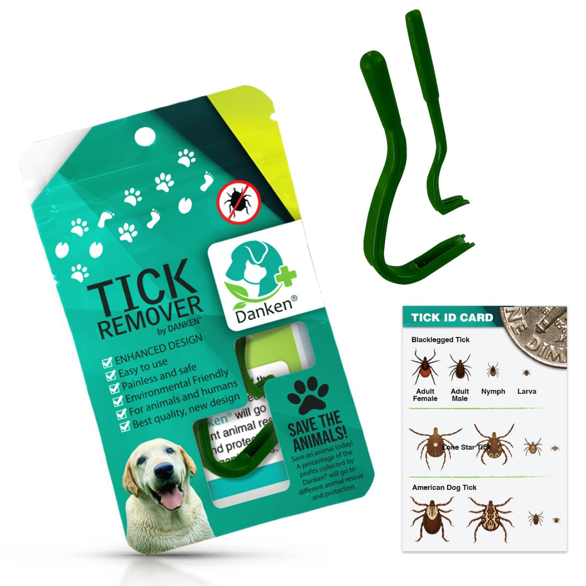 Danken Tick Remover Tool For Dogs, Cats, Horses, And Humans | Enhanced Design | Tick Grabber | Tick Puller | Tick Tweezer | Safe