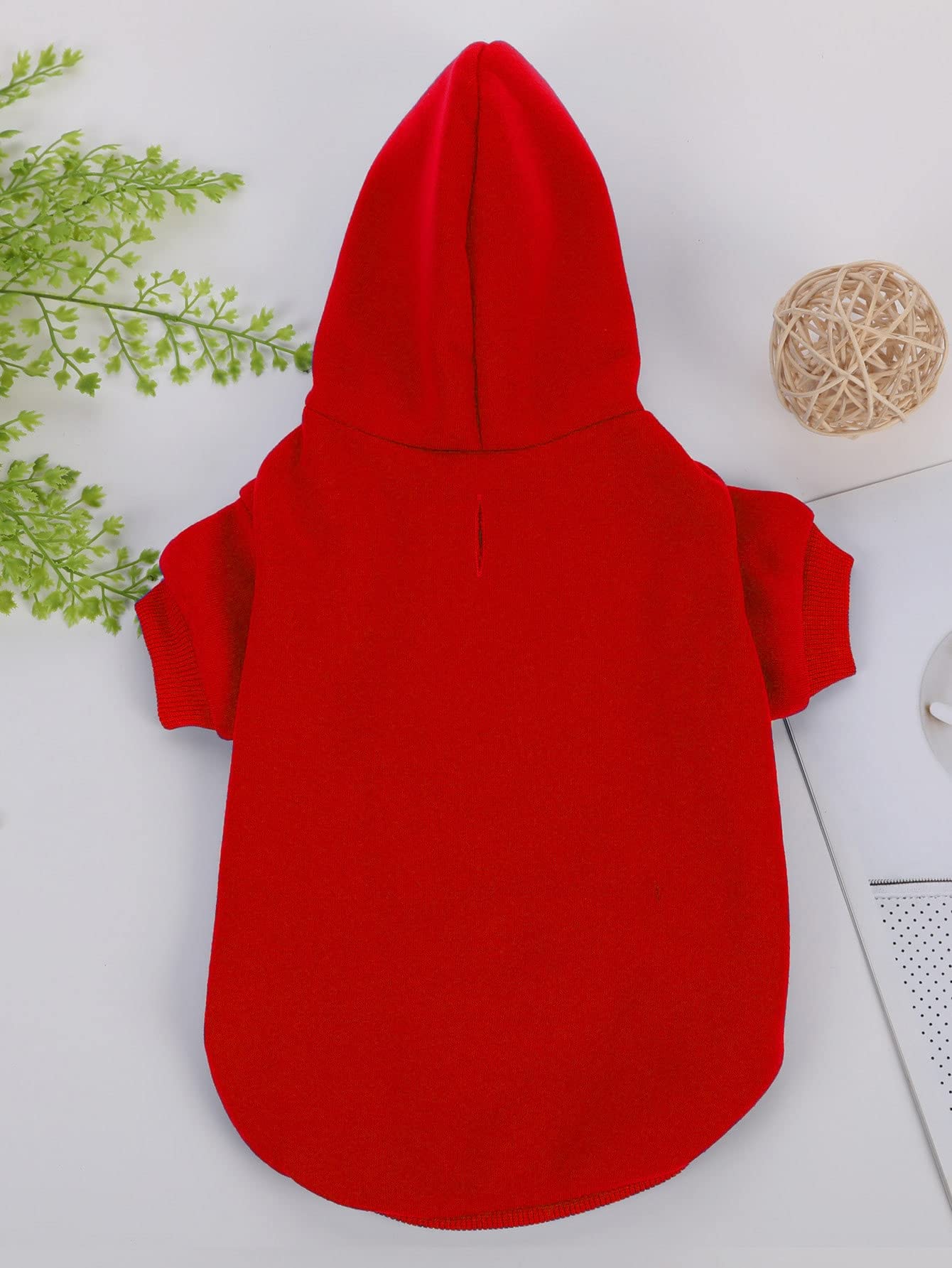 Qweee Basic Dog Hoodie, Cat Apparel, Dog Shirt, Red M
