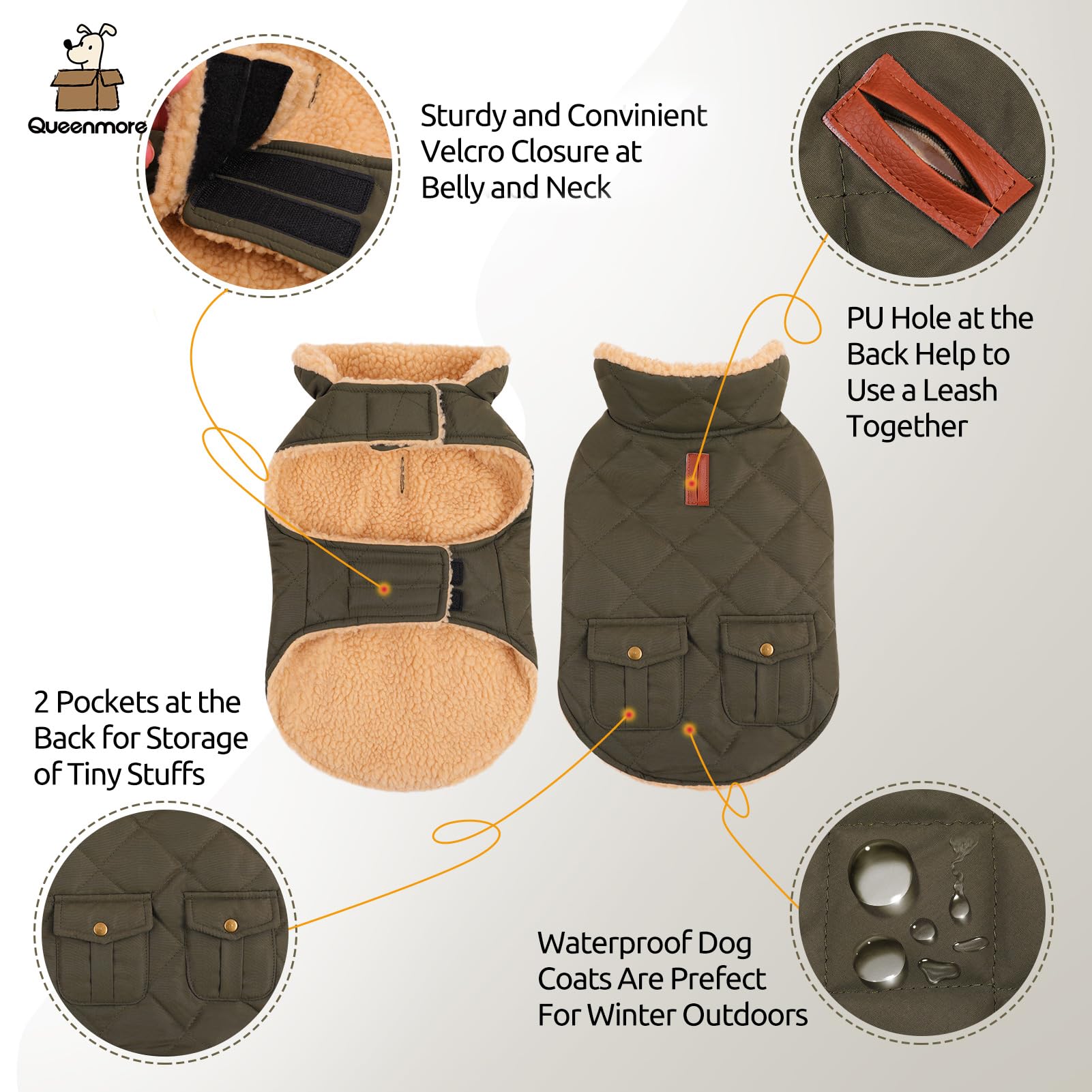 Queenmore Warm Coat For Cold Weather, Quilting Winter Jacket With Ultra Thick Plush Lining And Storage Pockets (Green, X-Large)