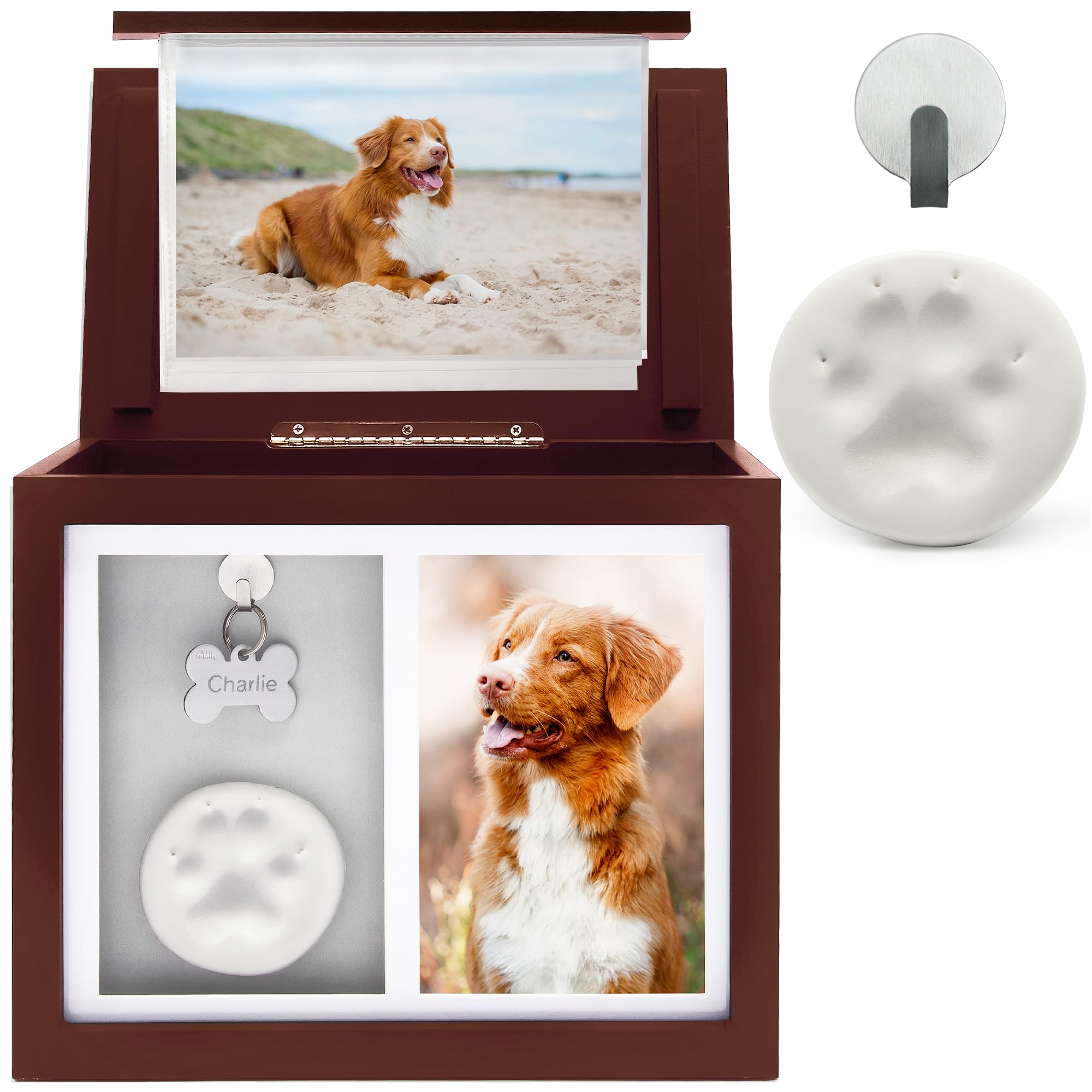 Chasing Tails Pet Urns For Dogs Ashes Keepsake - Memorial Dog Urns For Ashes Personalized, Cat Urns For Ashes, Pet Urns For Dogs Ashes Small - Includes Pet Paw Print Kit, Picture Frame And Photo Book
