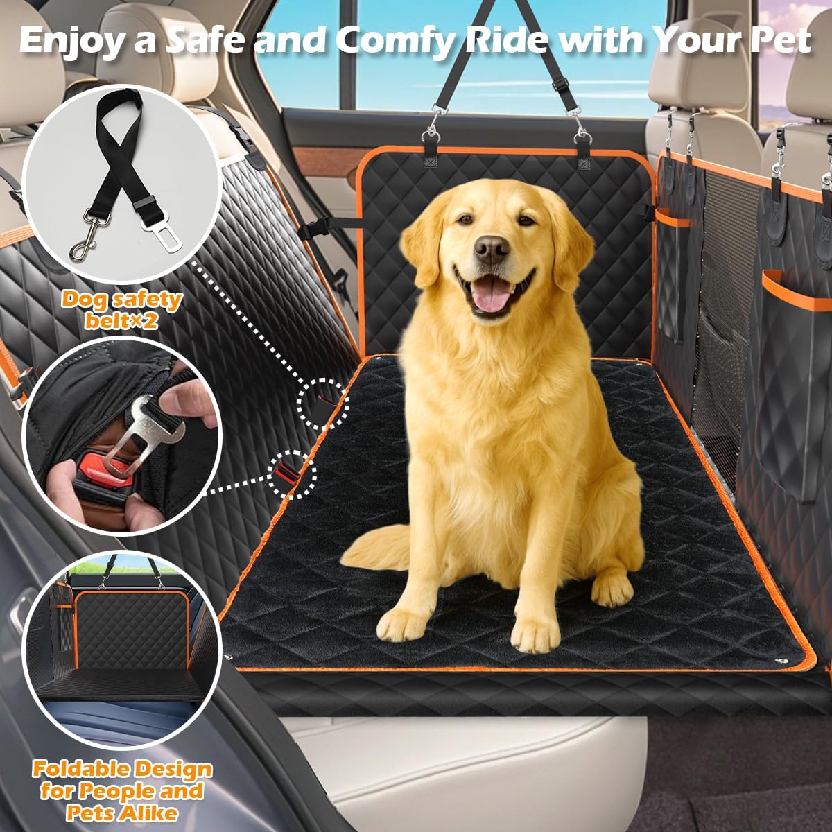 Siveis Xl Dog Car Seat Extender For Full Size Truck With Hard Bottom, Waterproof Dog Car Seat Cover For Back Seat, Pet Seat Cove