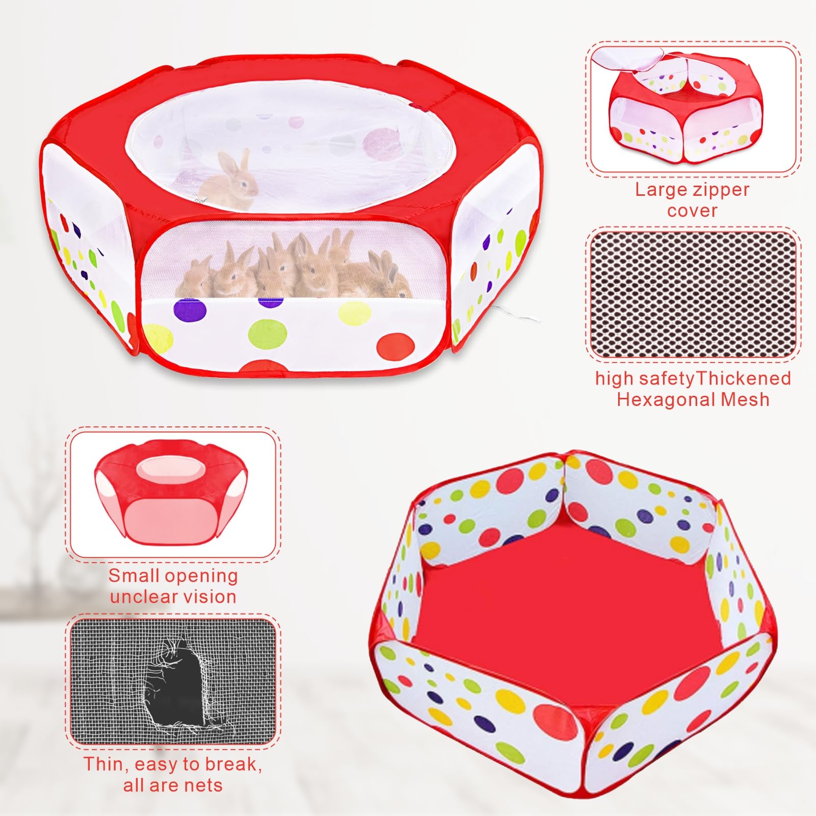 Xirgs Small Animal Playpen, Pet Playpen For Cat/Rabbit/Hamster/Guinea Pig/Bunny/Ferret/Kitten Toys Chick Brooder Box Cage Tent P