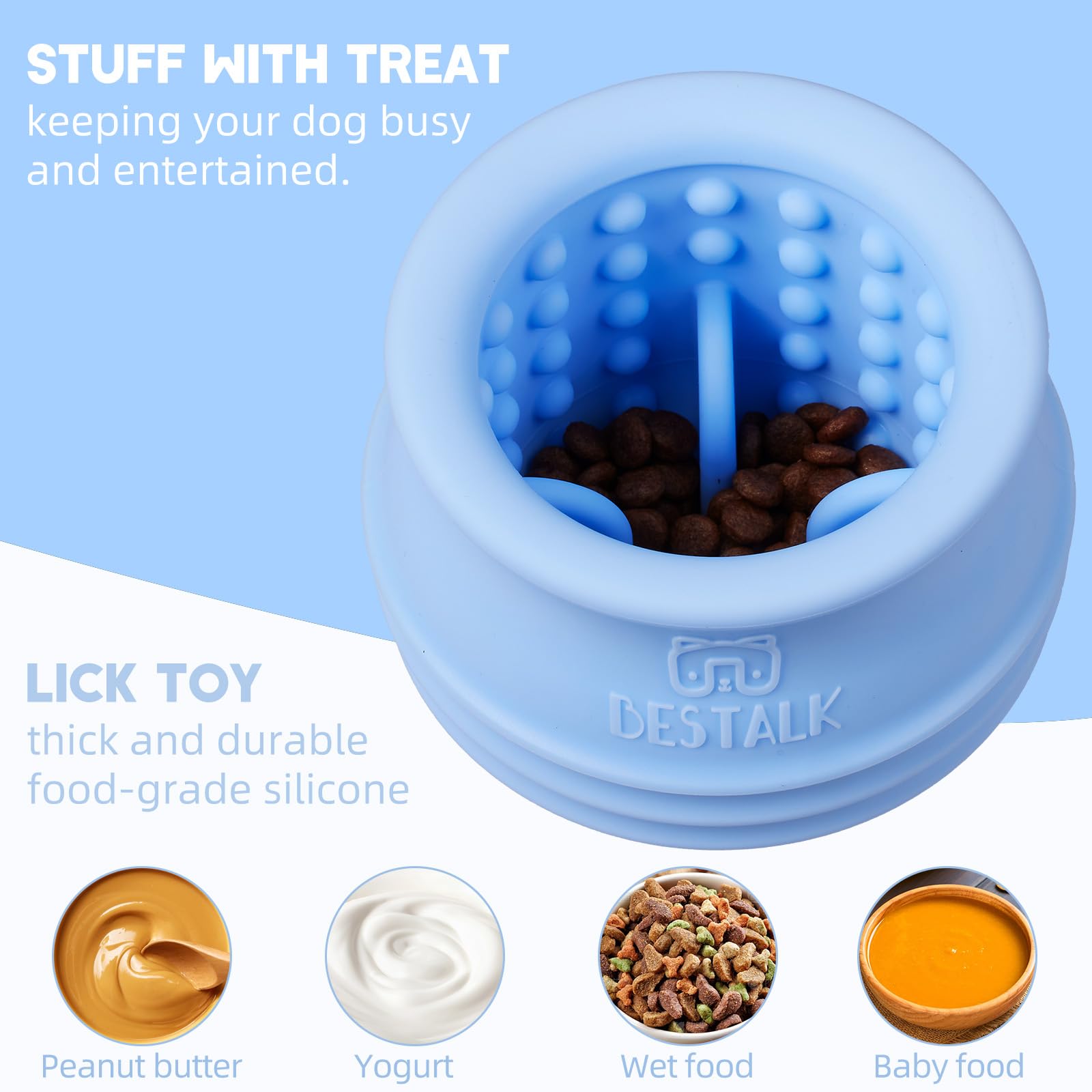 Bestalk Dog Enrichment Treat Toy, Long-Lasting Wobbly Interactive Freeze Lick Toys for Dogs, Stuffable Puzzle Feeder Toy for Bor