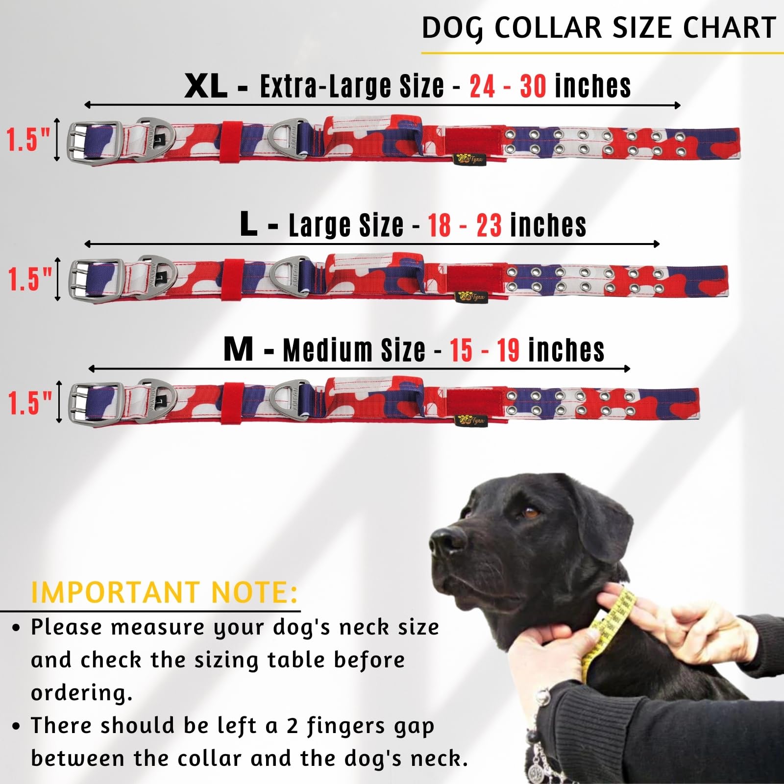 Adityna Heavy Duty Dog Collar For Large Dogs - Camo Red Blue Collar With Handle For Training, And Walking - Wide, Thick, Tactica