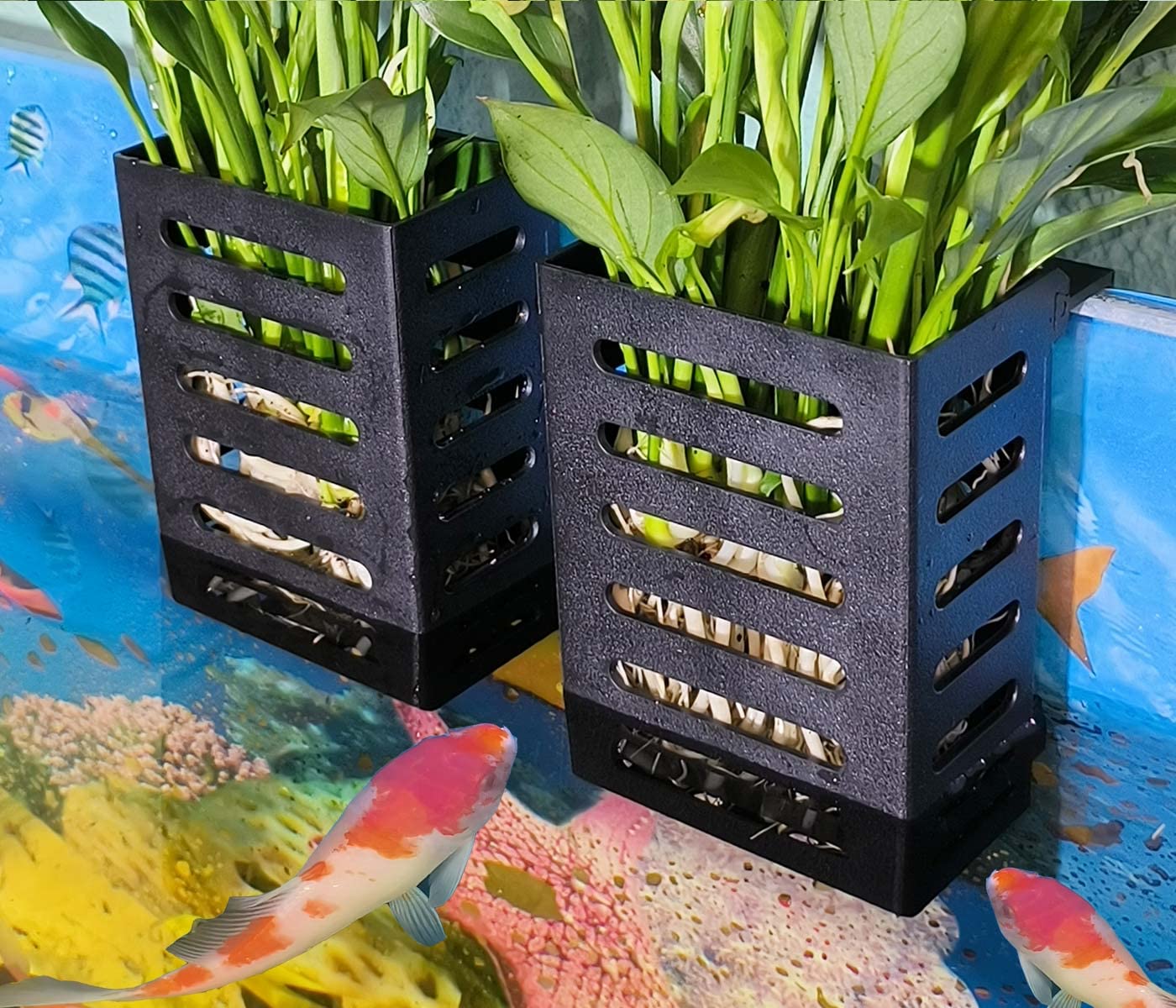 2 PCS Hanging Aquarium Planter Cups, Aquatic Plants Holder, Aquarium Planter Cup, Aquarium Decorations Plants Pot and Fish Tank 
