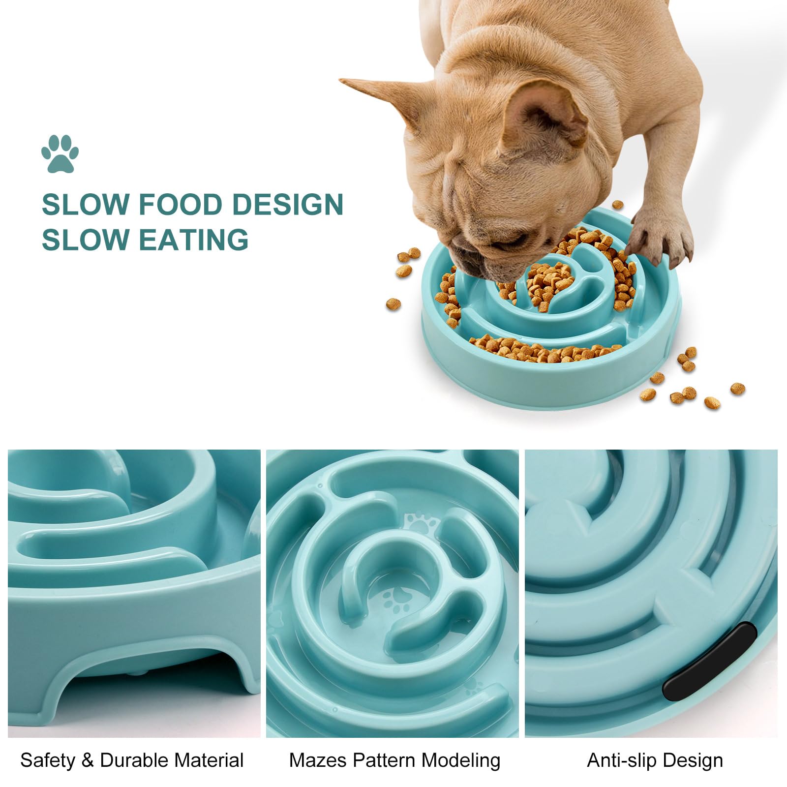 Slow Feeder Dog Bowls Puzzle Dog Bowl with Anti-Slip Slow Feeder & Non-Slip Design, Boredom and Anxiety Reducer Suitable for All