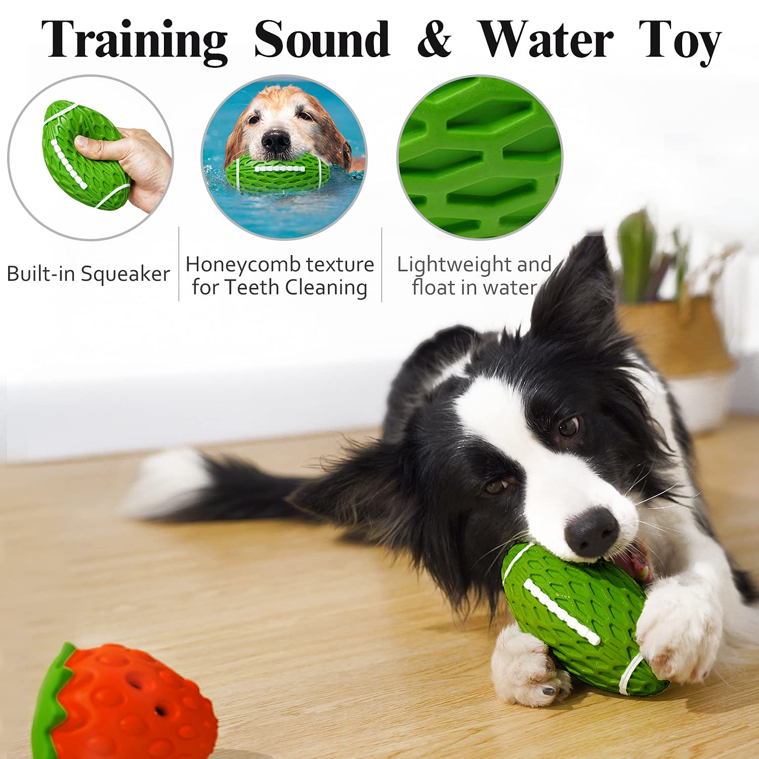 MewaJump Tough Rubber Dog Chew Toy - 3 Pack for Large Breeds, Multi-Fruit Set, Interactive Puzzle & Puppy Teething Toys