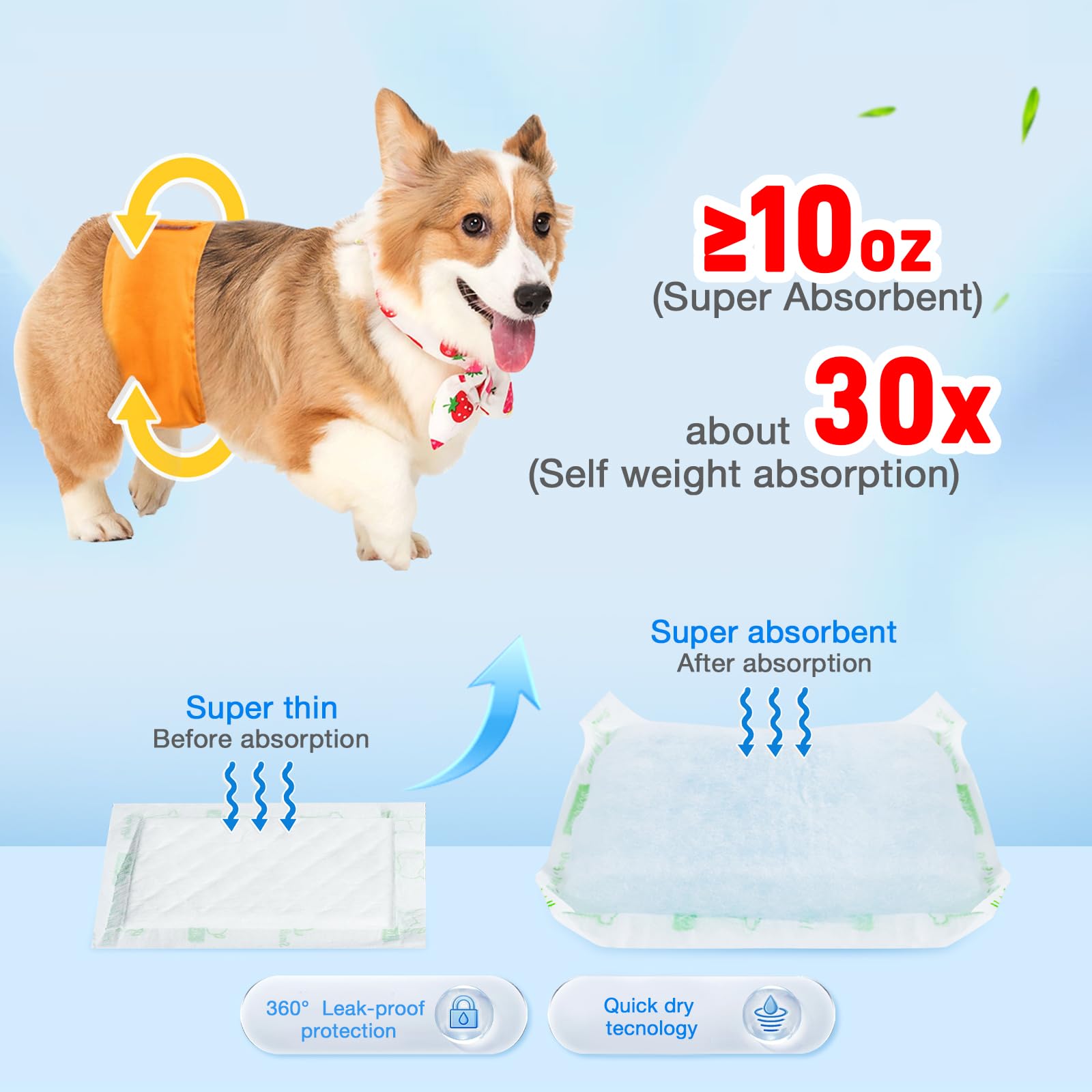 Dog Diaper Liners 150Ct Super Absorption Dog Diaper Booster Pads Disposable Leak-Proof For Female And Male Fit Most Reusable Bel