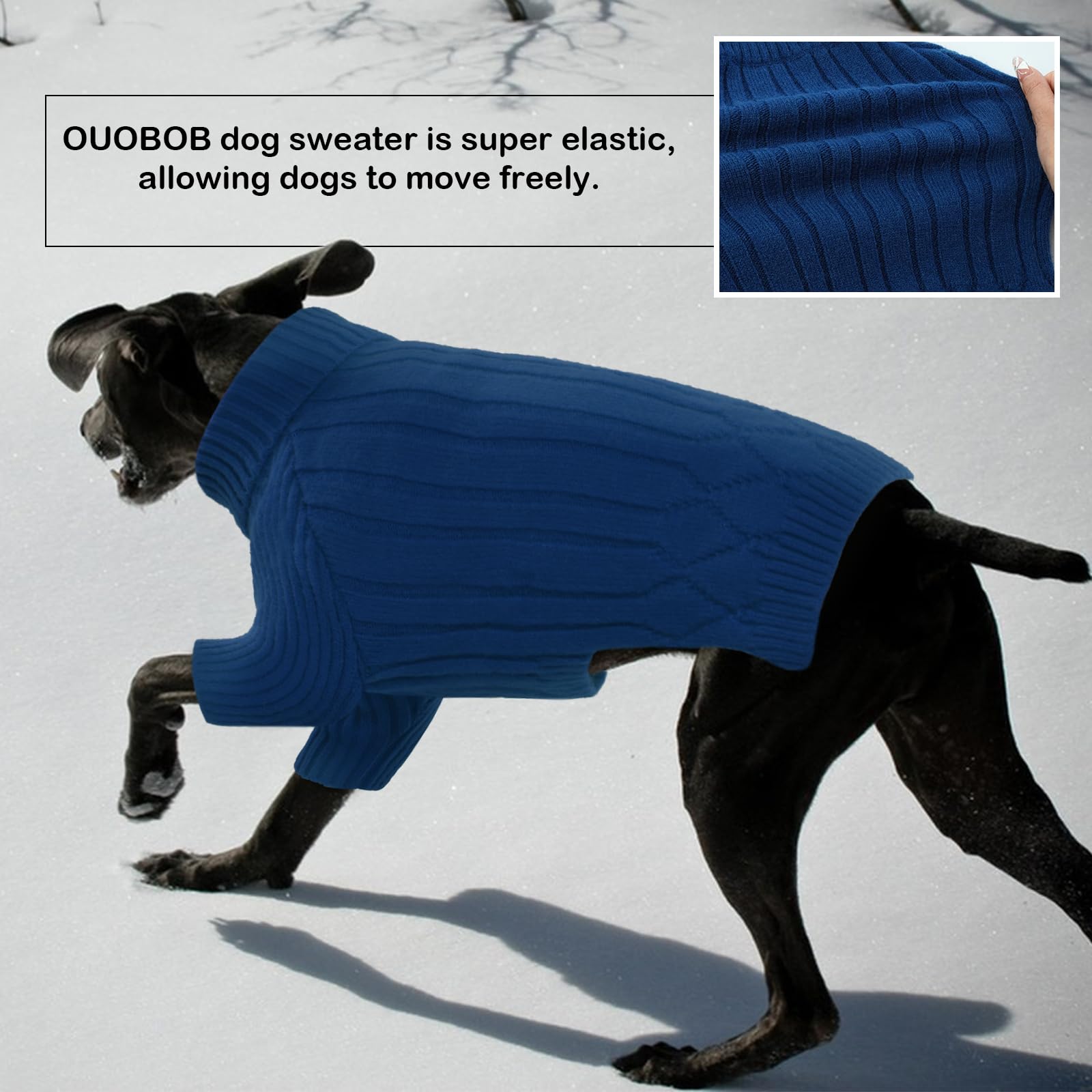 OUOBOB XL Dog Sweaters for Extra Large Dogs, Warm Winter Fall Dog Sweaters for Dog Girls Boys, Turtleneck Dog Knitwear, Doggie C