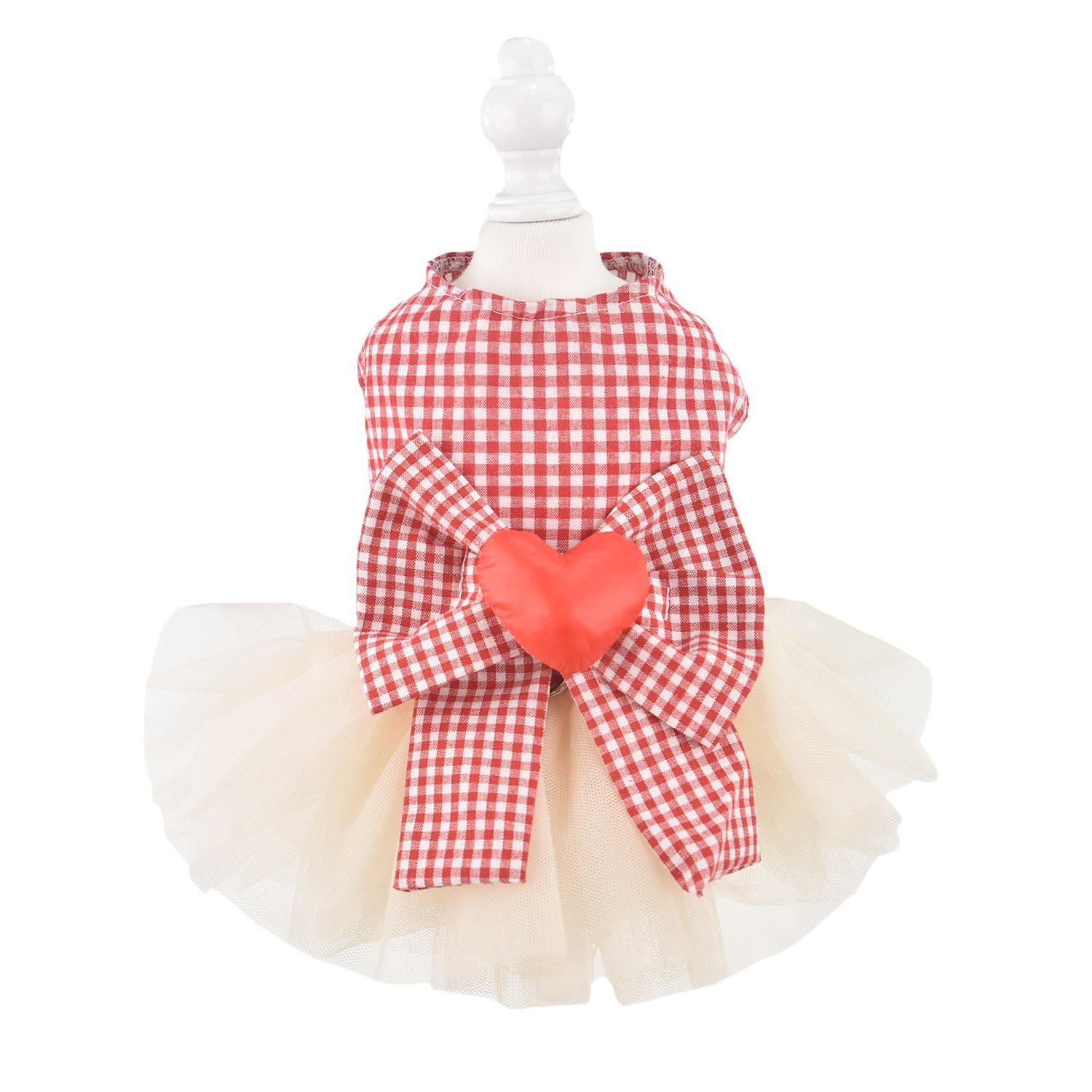 Fladorepet Dog Dress With Leash Ring,Holiday Dog Clothes Love Heart Tulle Pet Dresses For Small Dogs Girls Party Outfit Puppy Ca